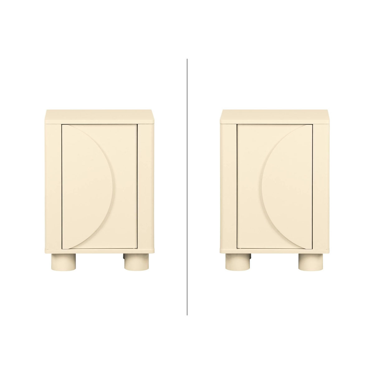 SWEEEK Table de chevet décor bois beige 1 porte réversible Pondi