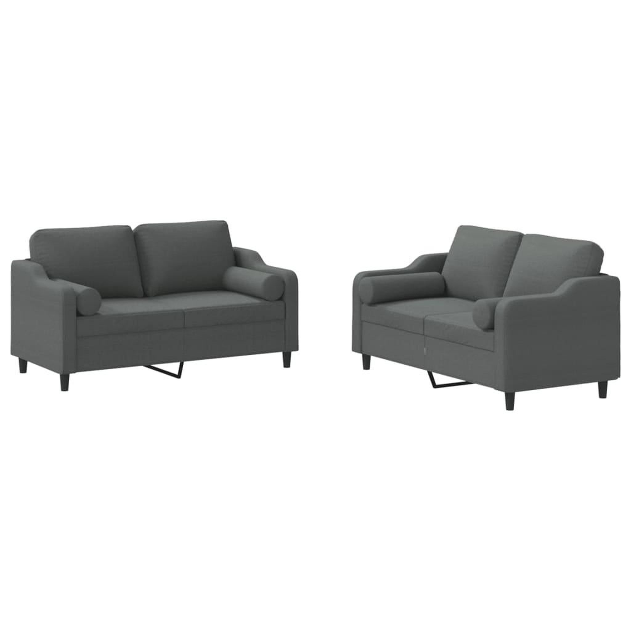 Voir la diapositive 2 : VIDAXL Ensemble de canapes 2 pcs coussins gris fonce tissu
