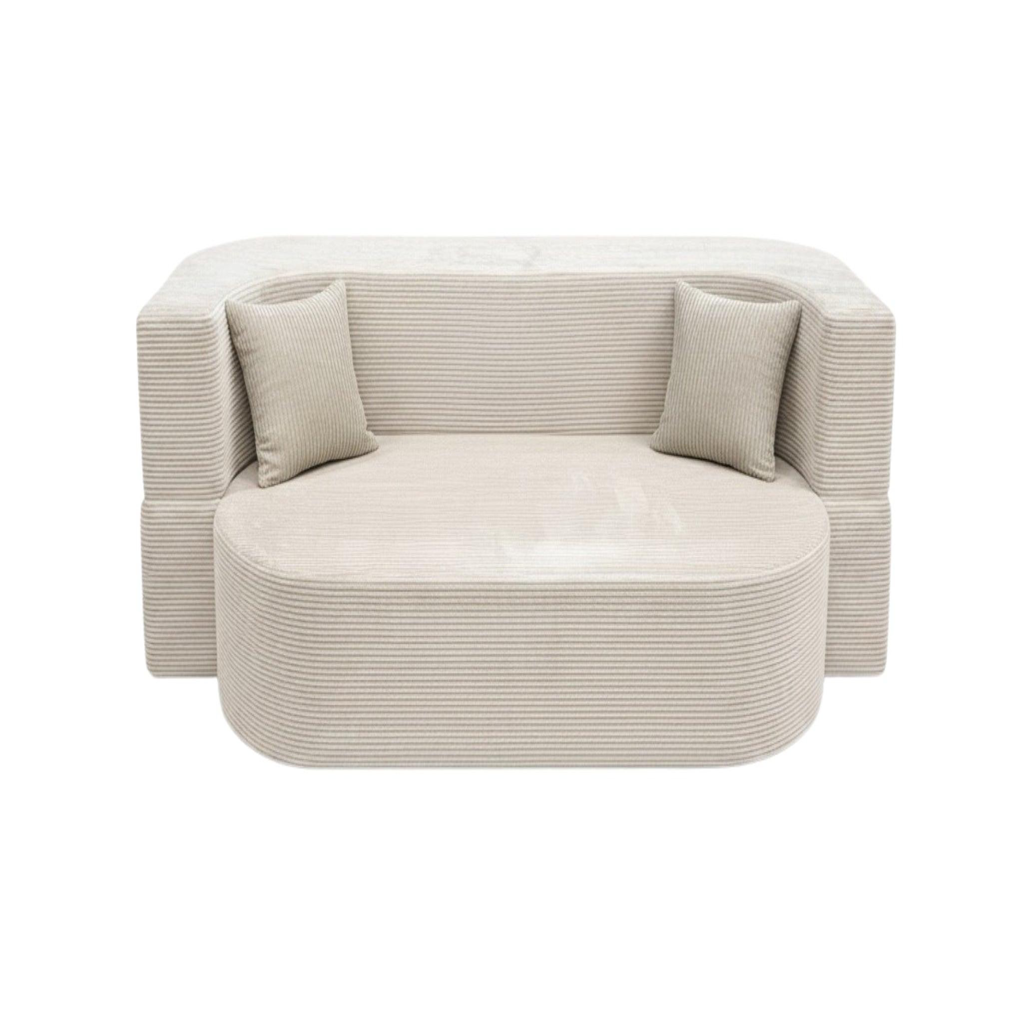 CASANOVA PARIS Veneda - canapé droit convertible velours côtelé 3 places. Coloris disponibles : Bleu, Jaune, Gris, Orange, Vert, Beige