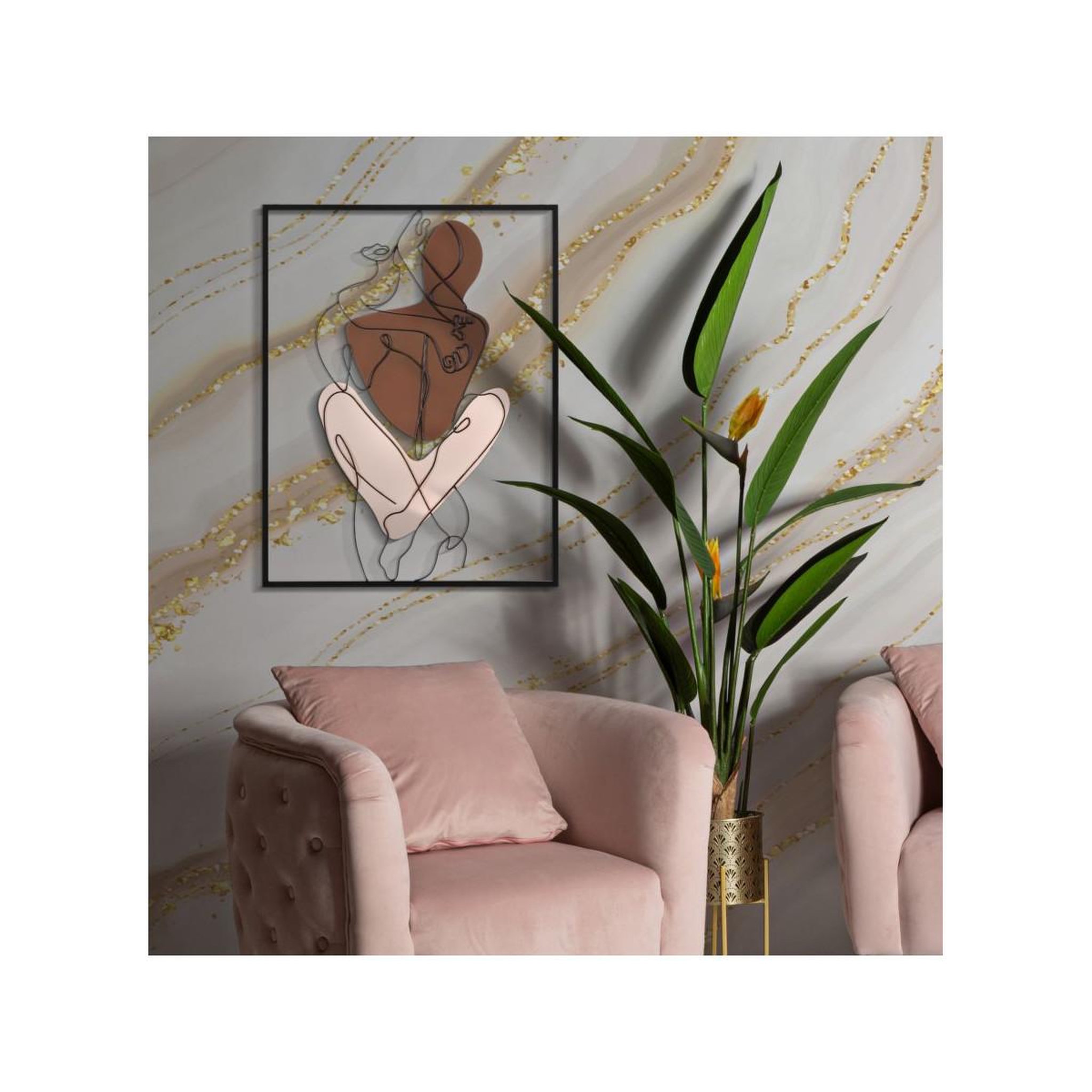 Voir la diapositive 5 : Paris Prix Décoration murale encadrée en métal  couple  80cm multicolore