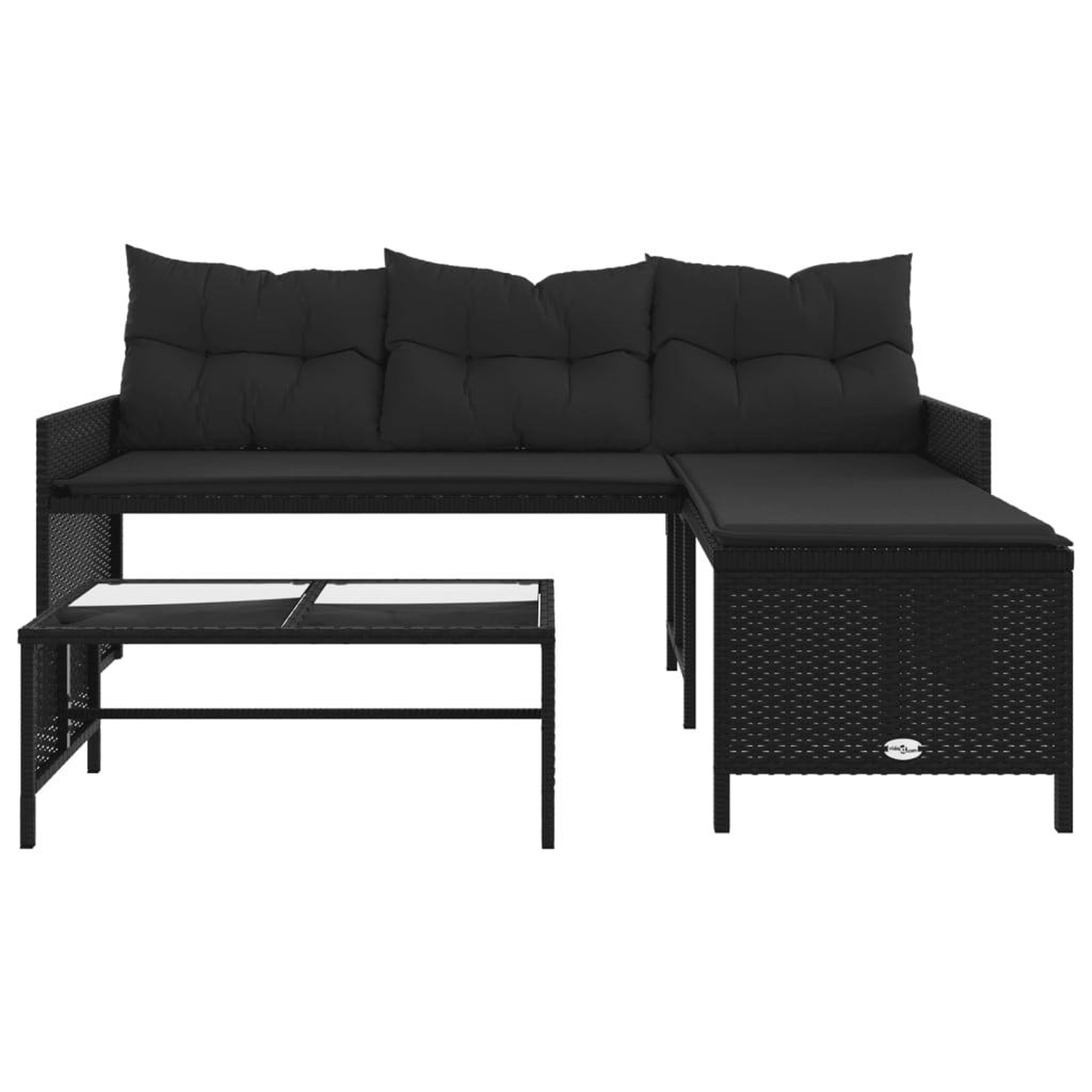 Voir la diapositive 5 : VIDAXL Canape de jardin avec table et coussins en forme de L noir