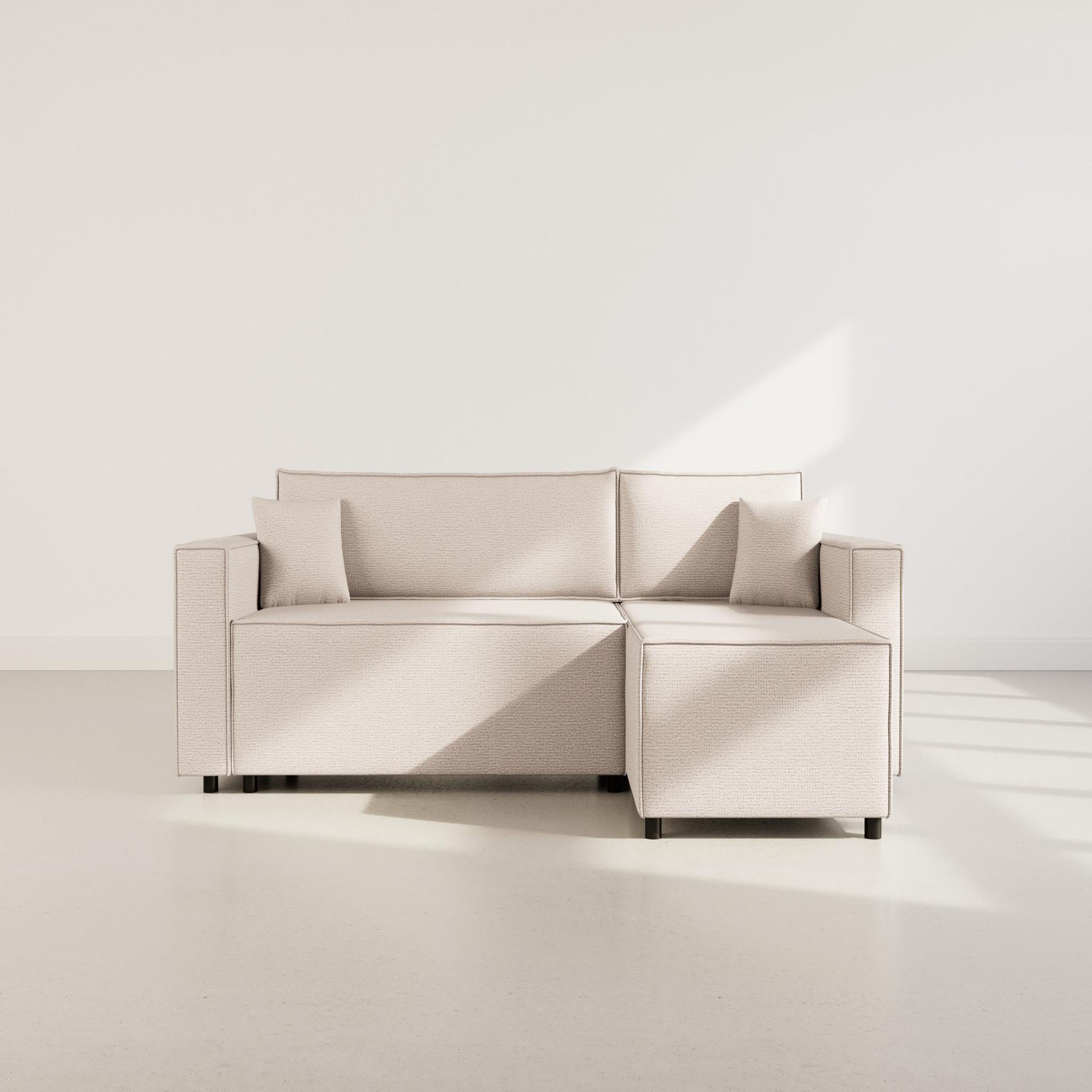 Voir la diapositive 5 : BEST MOBILIER Jonas - canapé d'angle réversible 4 places convertible avec coffre en tissu texturé
