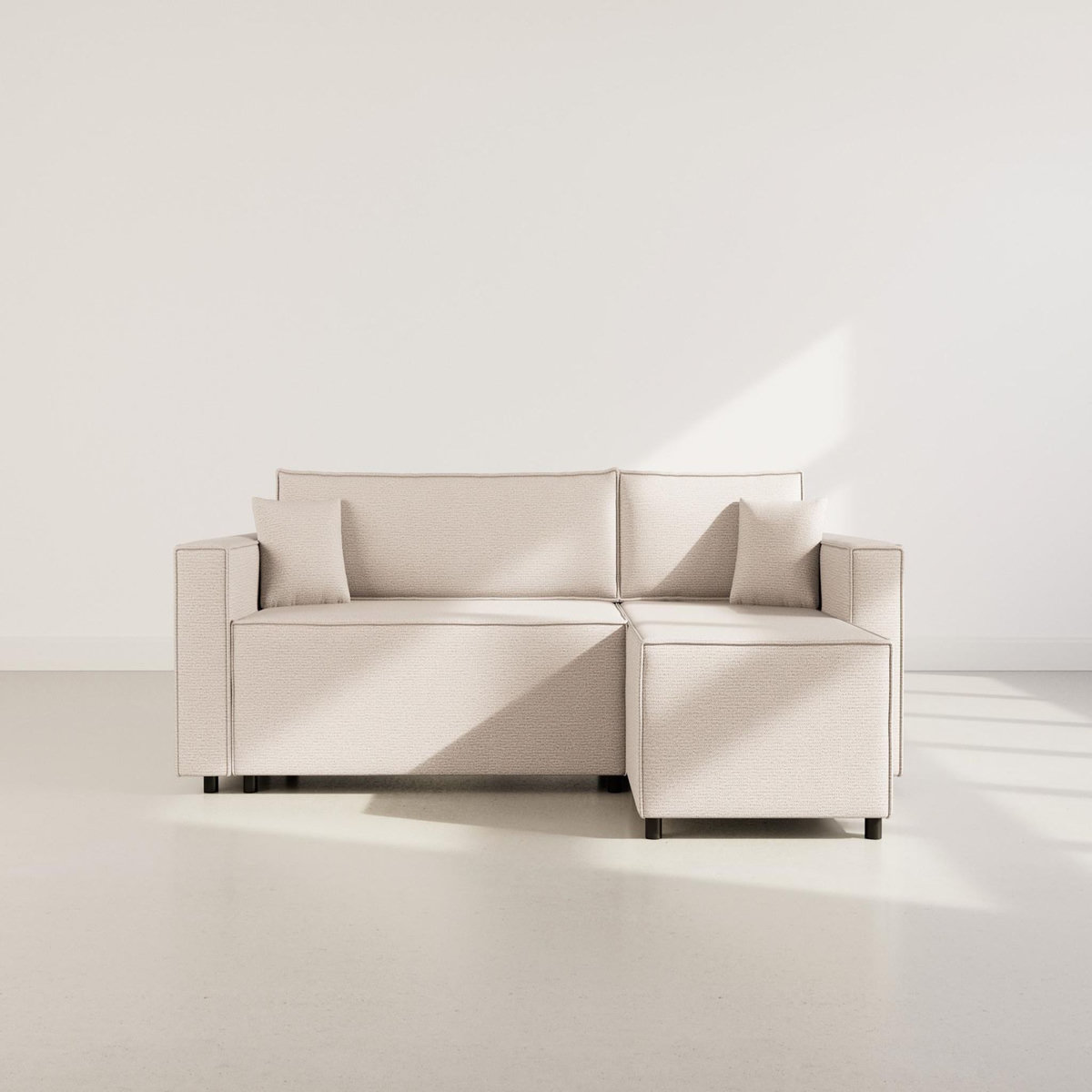 BEST MOBILIER Jonas - canapé d'angle réversible 4 places convertible avec coffre en tissu texturé