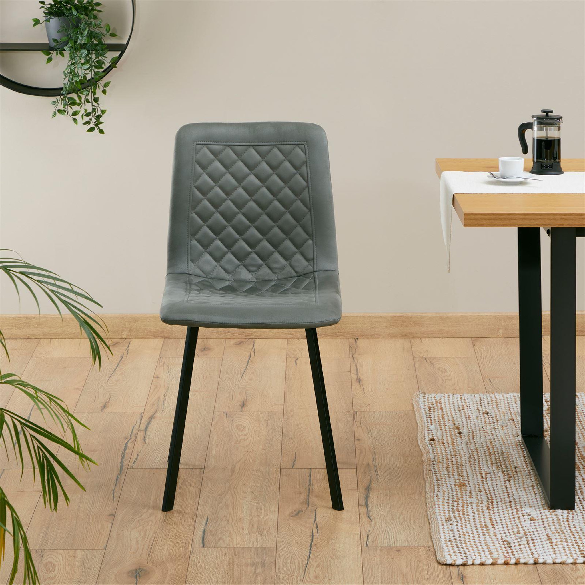 Voir la diapositive 3 : IDIMEX Lot de 4 chaises terni, en tissu suédine