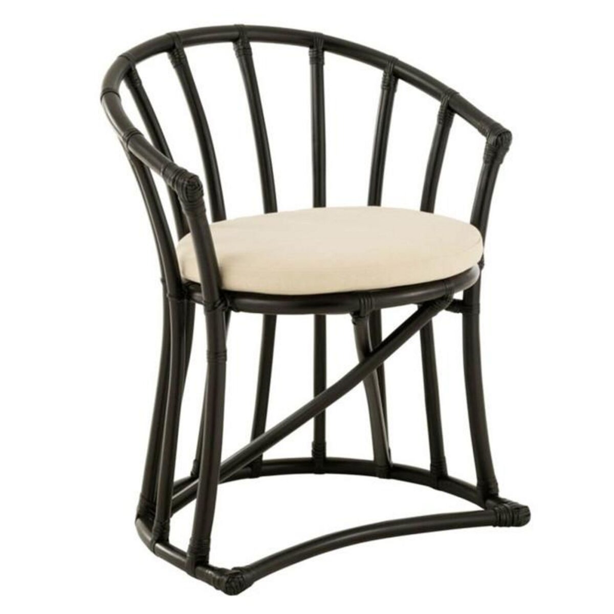 Paris Prix Chaise Rotin & Coussin  Howard  70cm Noir