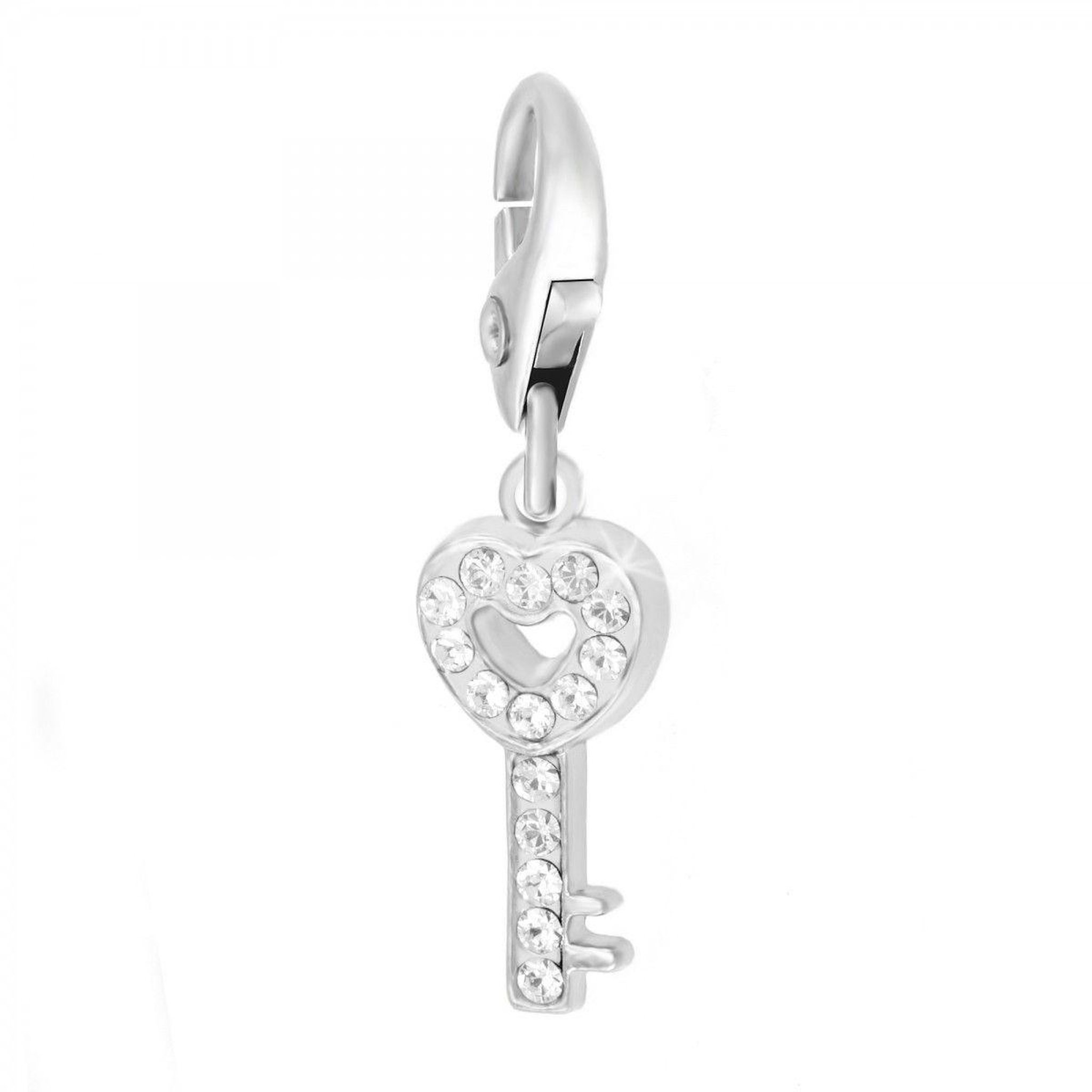 SC CRYSTAL Charm Clé coeur strass SC Crystal orné de Cristaux scintillants