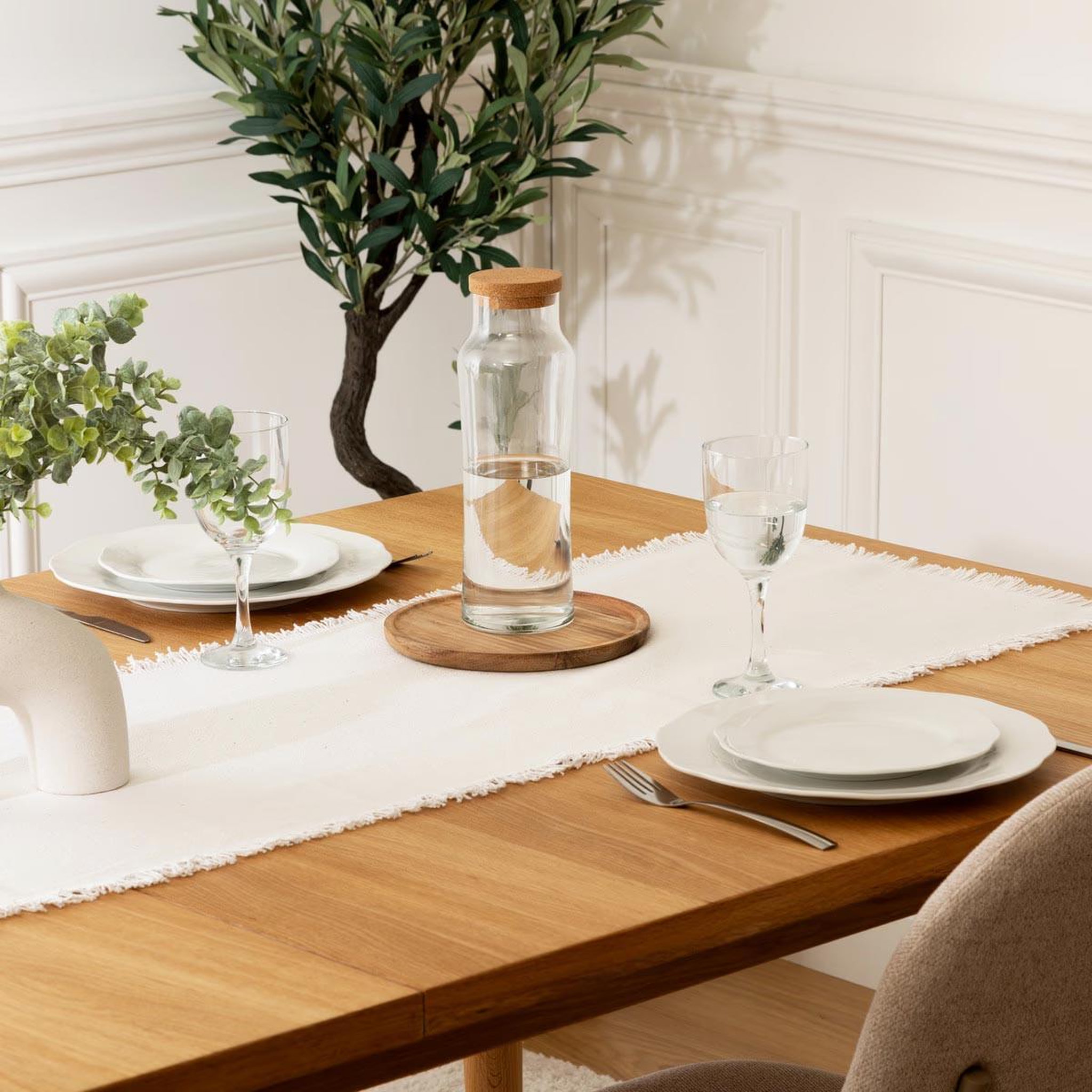 Voir la diapositive 3 : SECRET DE GOURMET Chemin de table  maha  38x140cm blanc