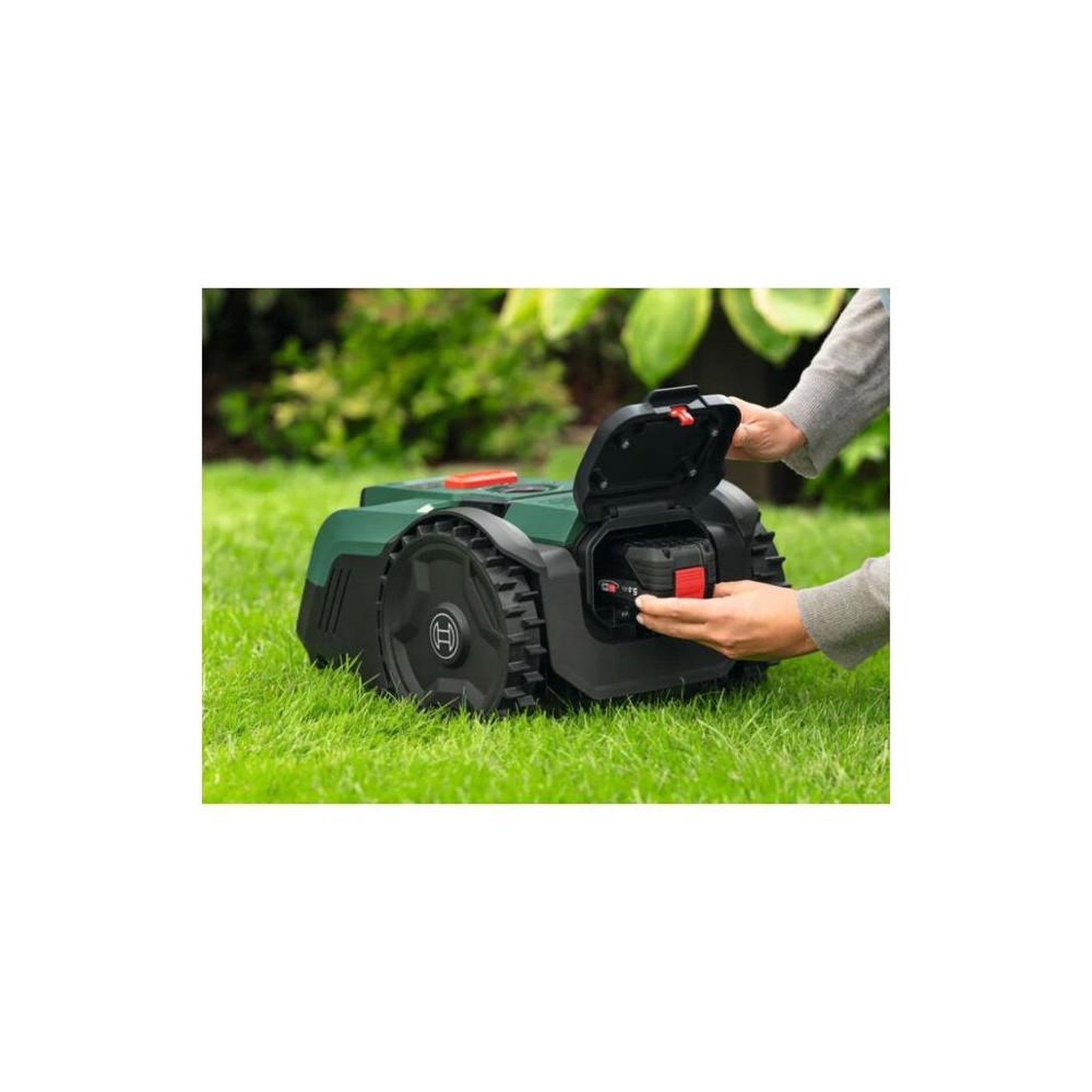Voir la diapositive 5 : BOSCH Robot tondeuse électrique 18 v 200 m² 18 cm, hauteur 20 à 60 mm, spotmow, smartvision