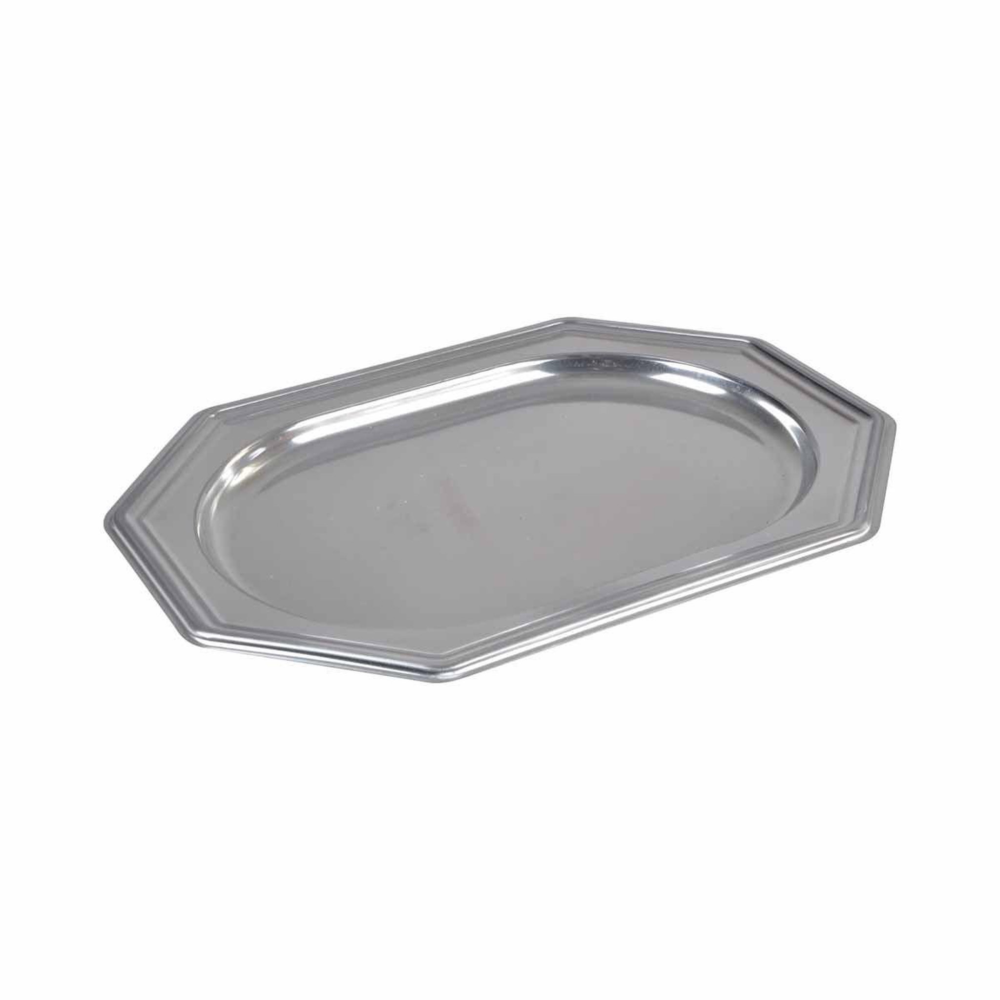 Voir la diapositive 2 : HOMEA Lot de 2 plateaux déco  octogonaux  34cm argent