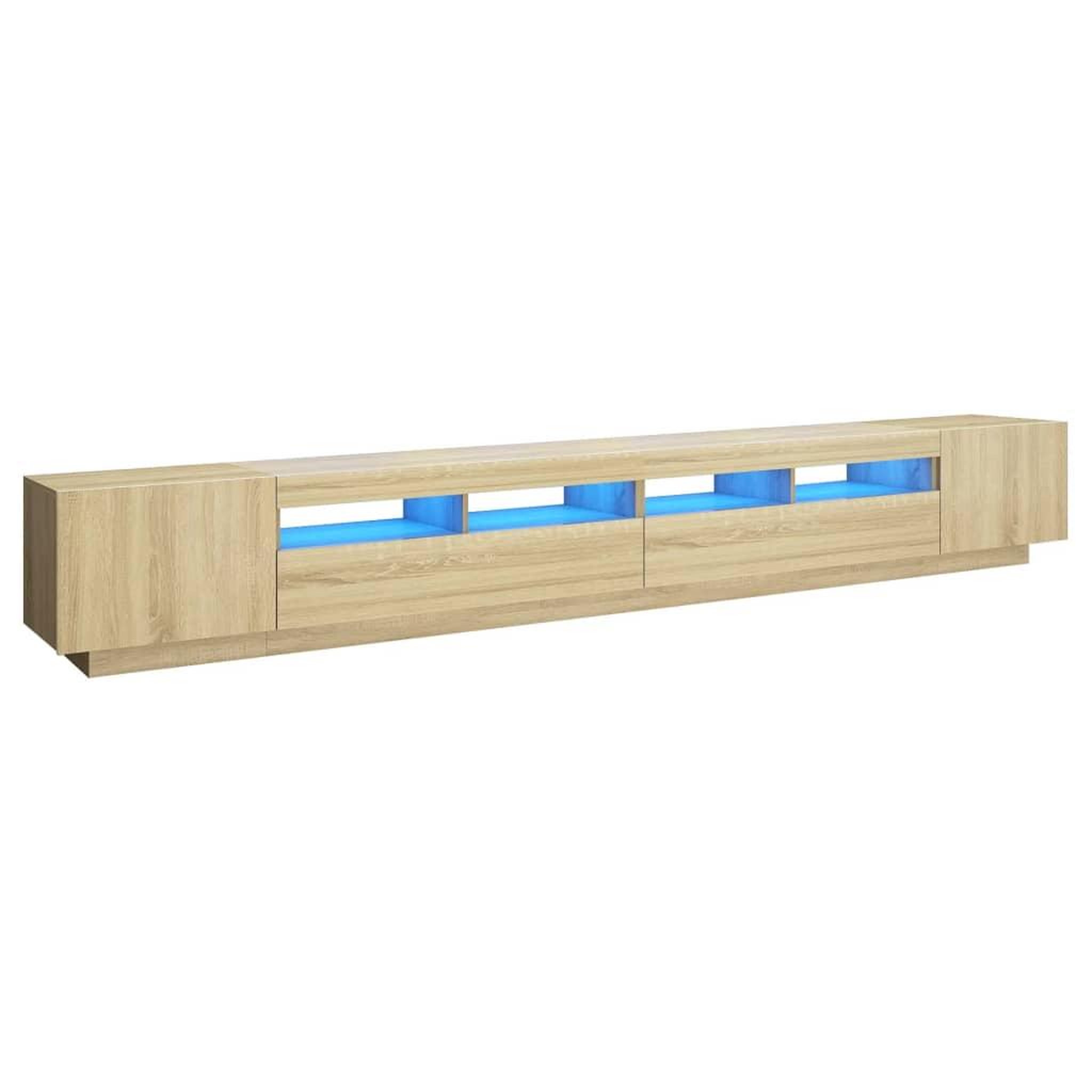 Voir la diapositive 2 : VIDAXL Meuble TV avec lumieres LED Chene sonoma 300x35x40 cm