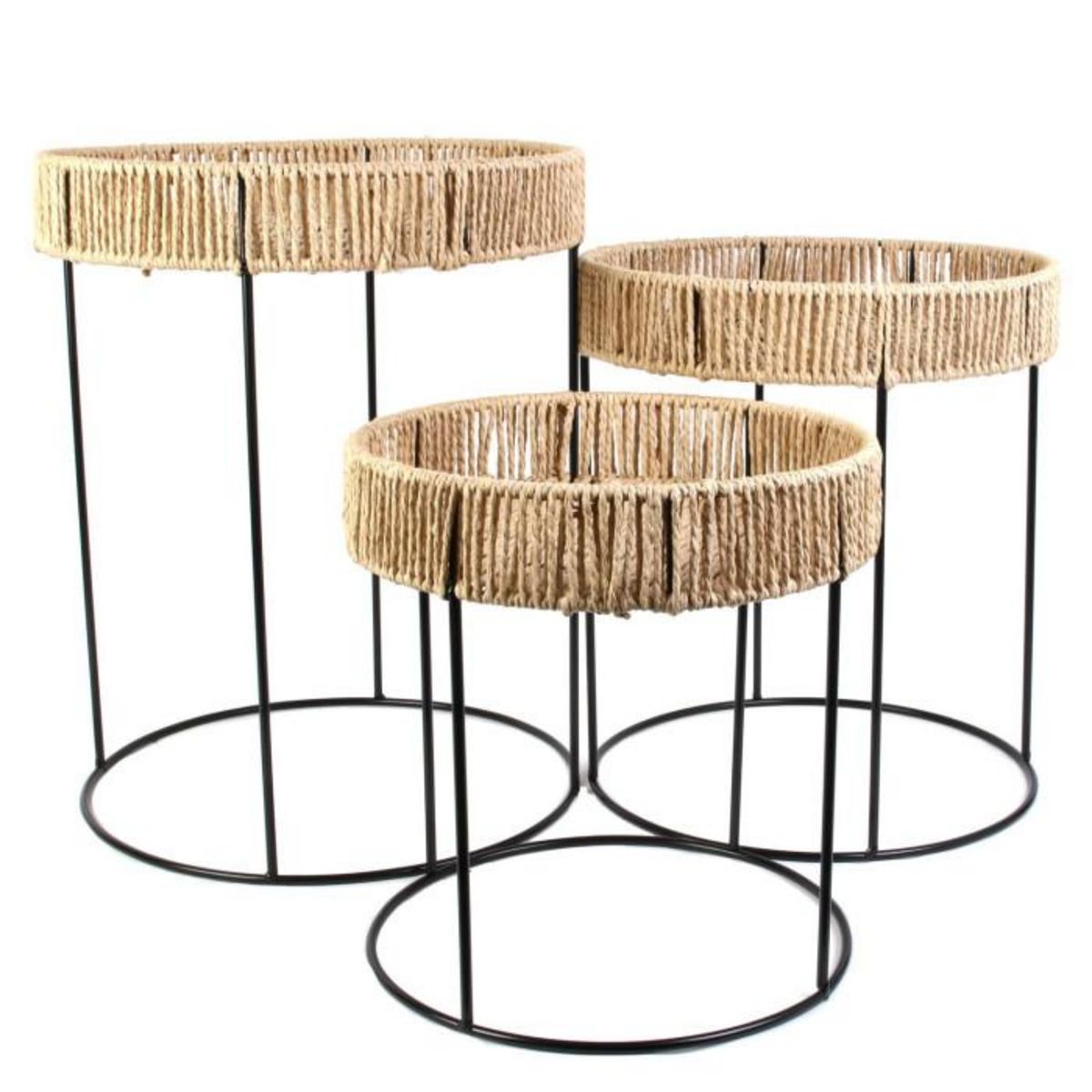 Paris Prix Lot de 3 Tables d'Appoint Gigognes  Lagoon  40cm Naturel