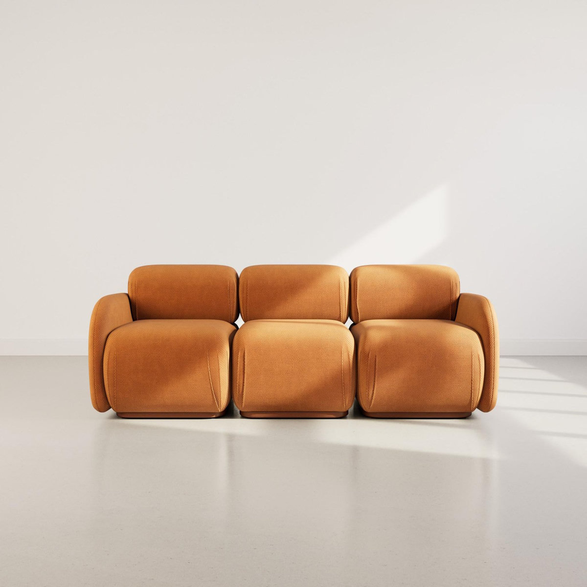 LISA DESIGN Penelope - canapé droit modulable 3 places en velours texturé