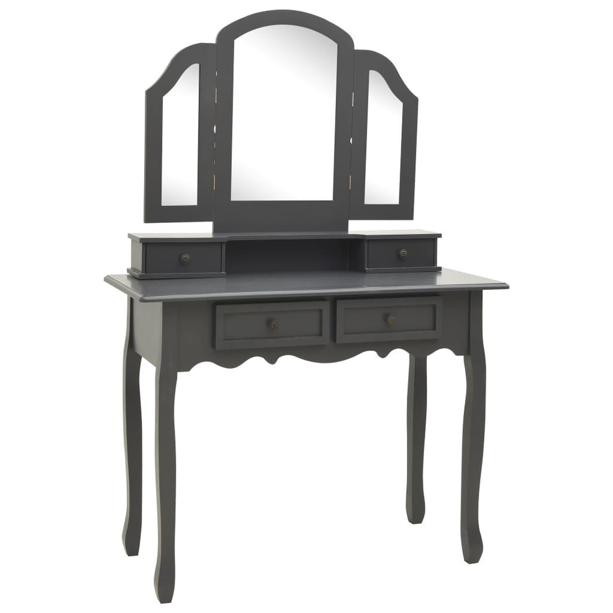 Voir la diapositive 2 : VIDAXL Ensemble de coiffeuse avec tabouret Gris 100x40x146cm Paulownia