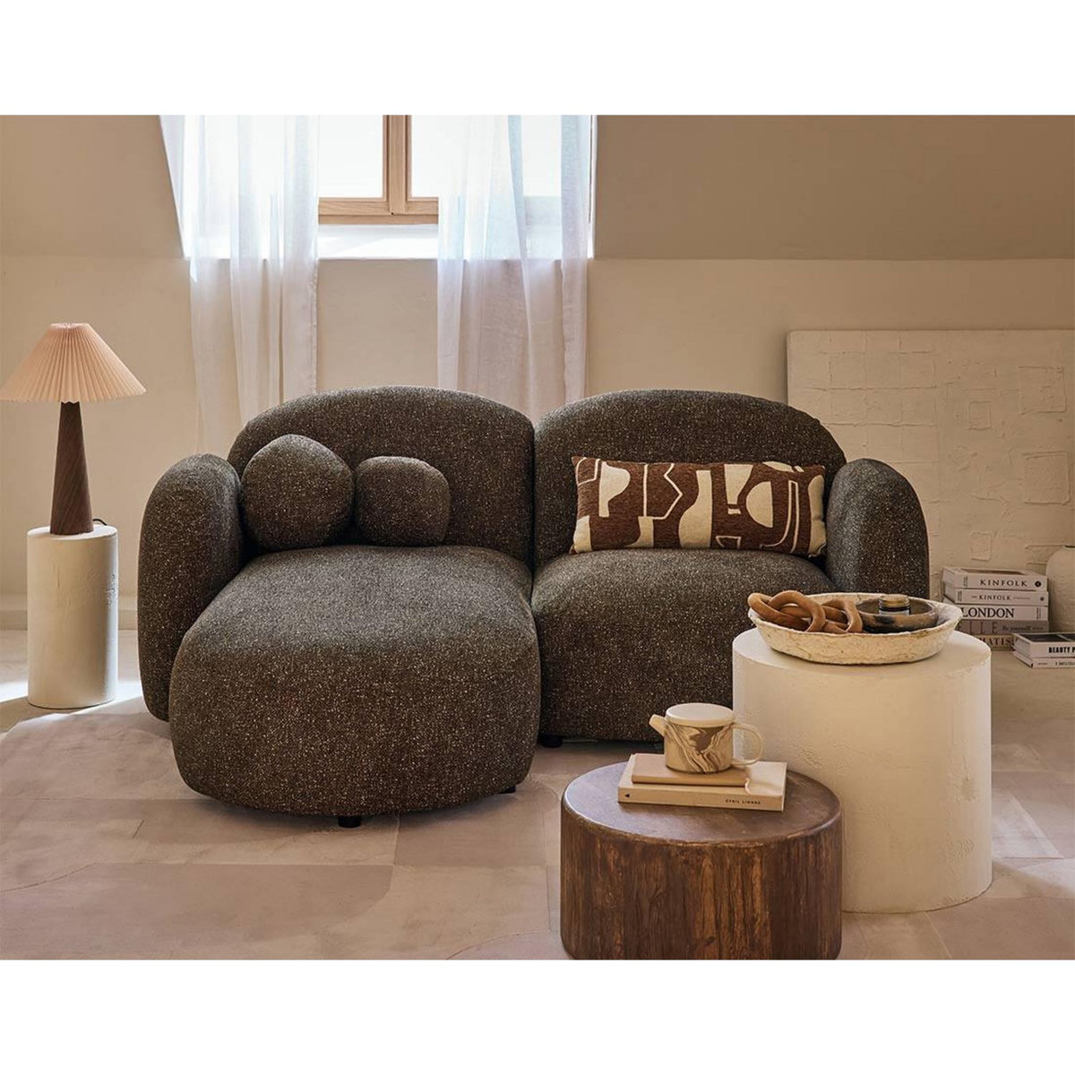 LISA DESIGN Velris - canapé d'angle gauche 3 places en tissu moucheté