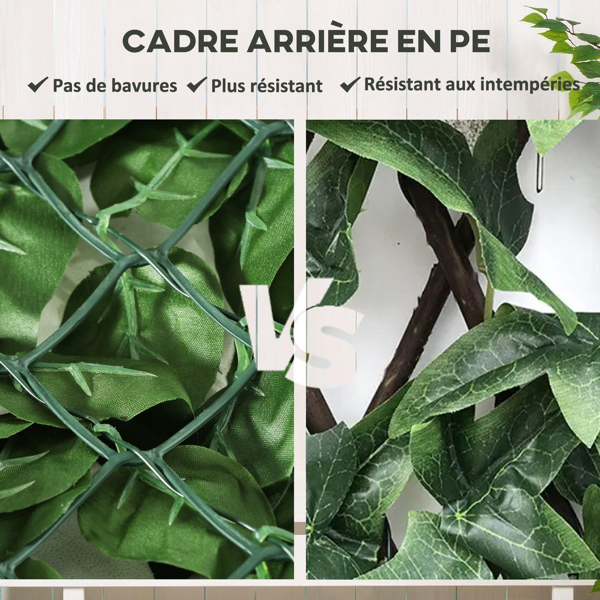 Voir la diapositive 6 : OUTSUNNY Haie Artificielle Brise-Vue décoration Rouleau 3L x 1H m Feuillage hêtre réaliste Anti-UV, feuilles en soie, Vert foncé