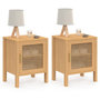 Voir la diapositive 1 : ID MARKET Lot de 2 tables de chevet EDHEN 1 porte cannage et bois