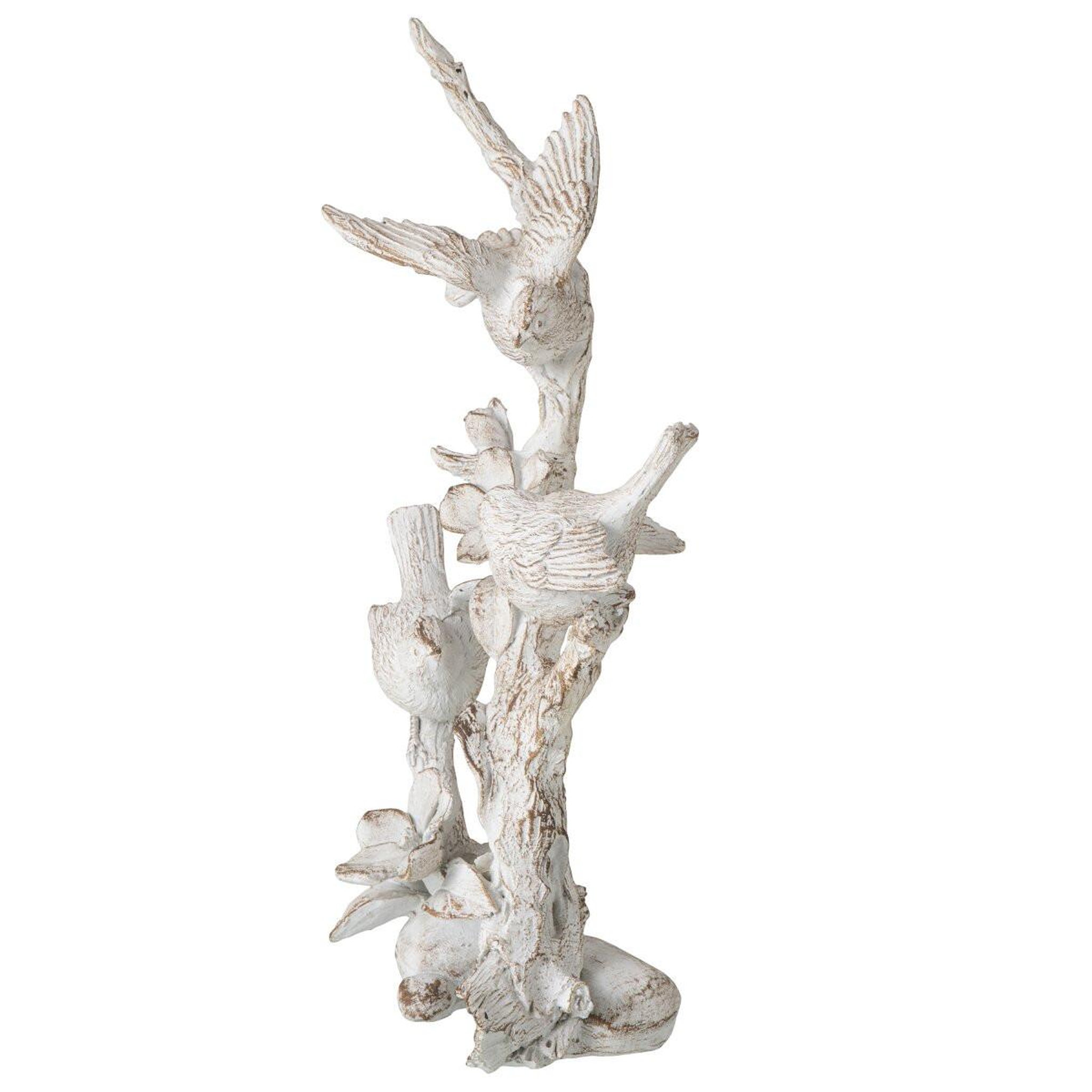 Voir la diapositive 2 : J-LINE Statuette déco oiseaux en argile  janna  37cm écru