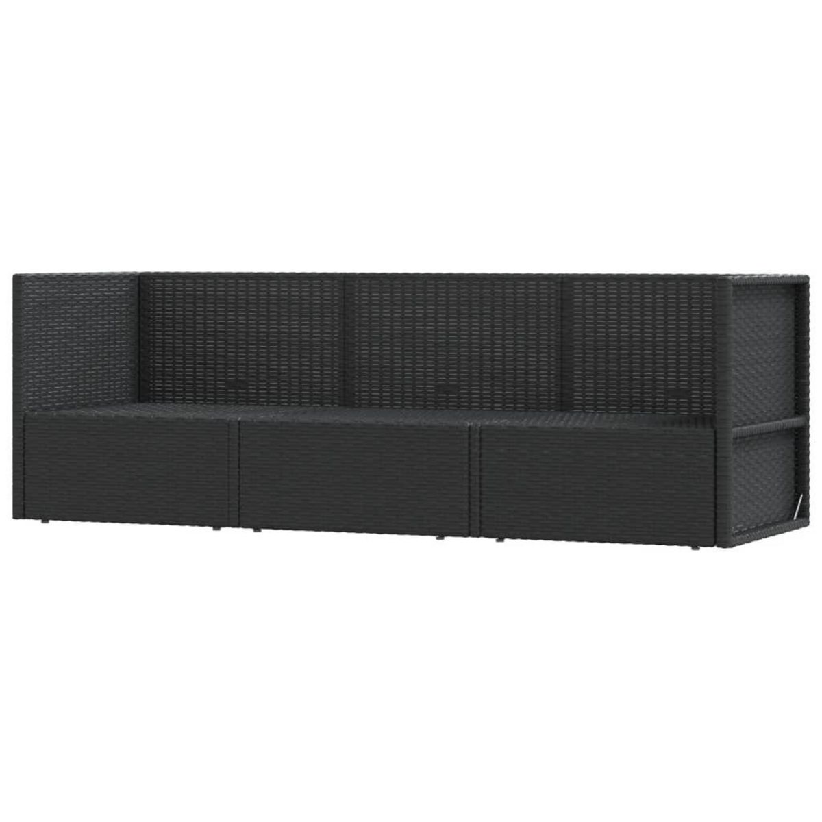 VIDAXL Salon de jardin 3 pcs avec coussins Noir Resine tressee