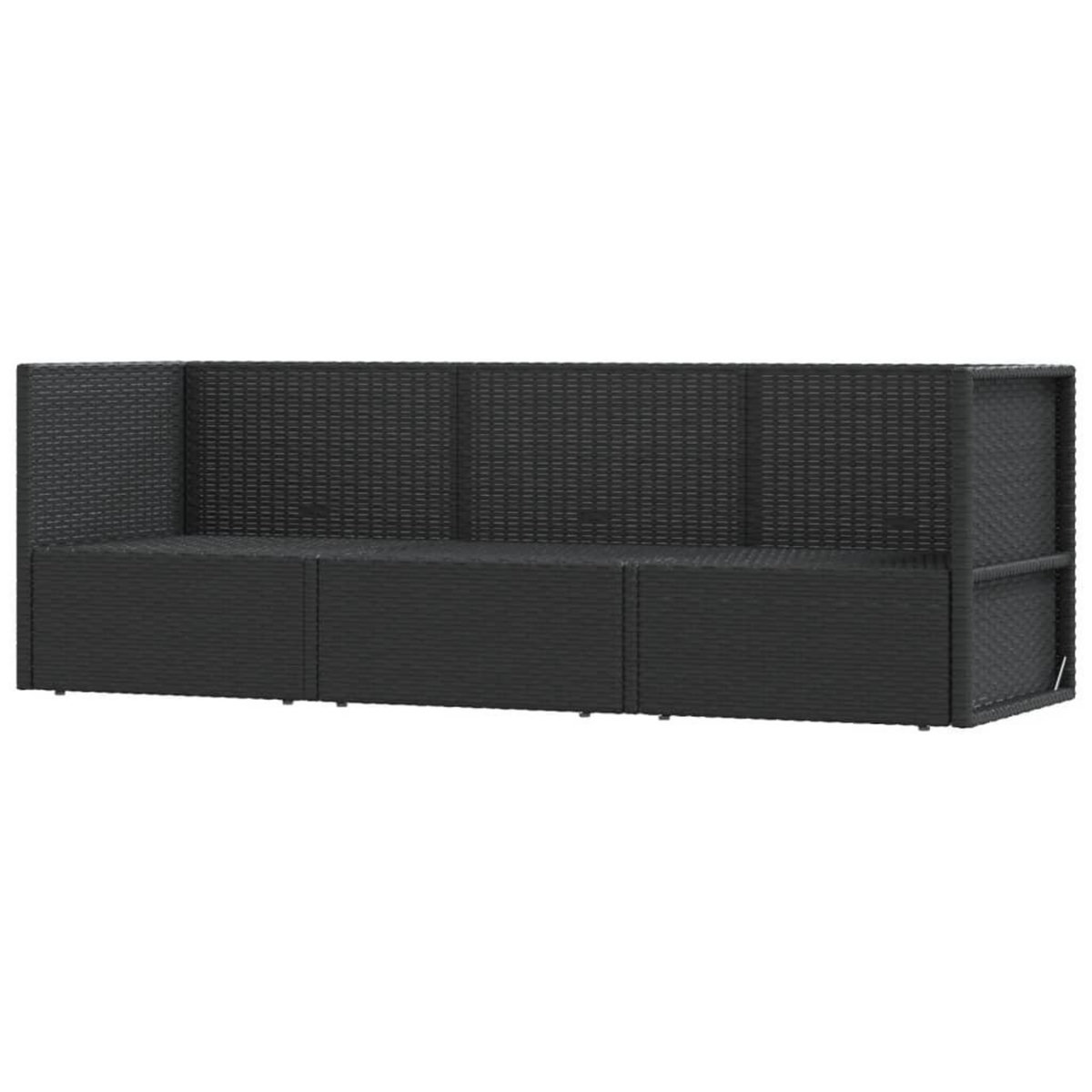 VIDAXL Salon de jardin 3 pcs avec coussins Noir Resine tressee