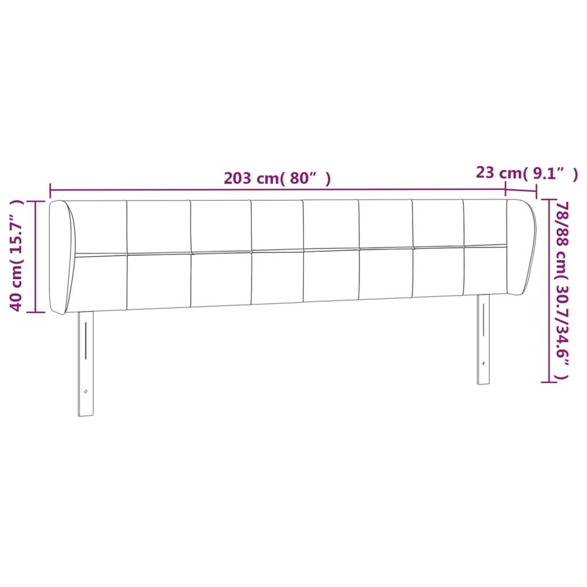 Voir la diapositive 6 : VIDAXL Tete de lit avec oreilles Gris fonce 203x23x78/88 cm Tissu