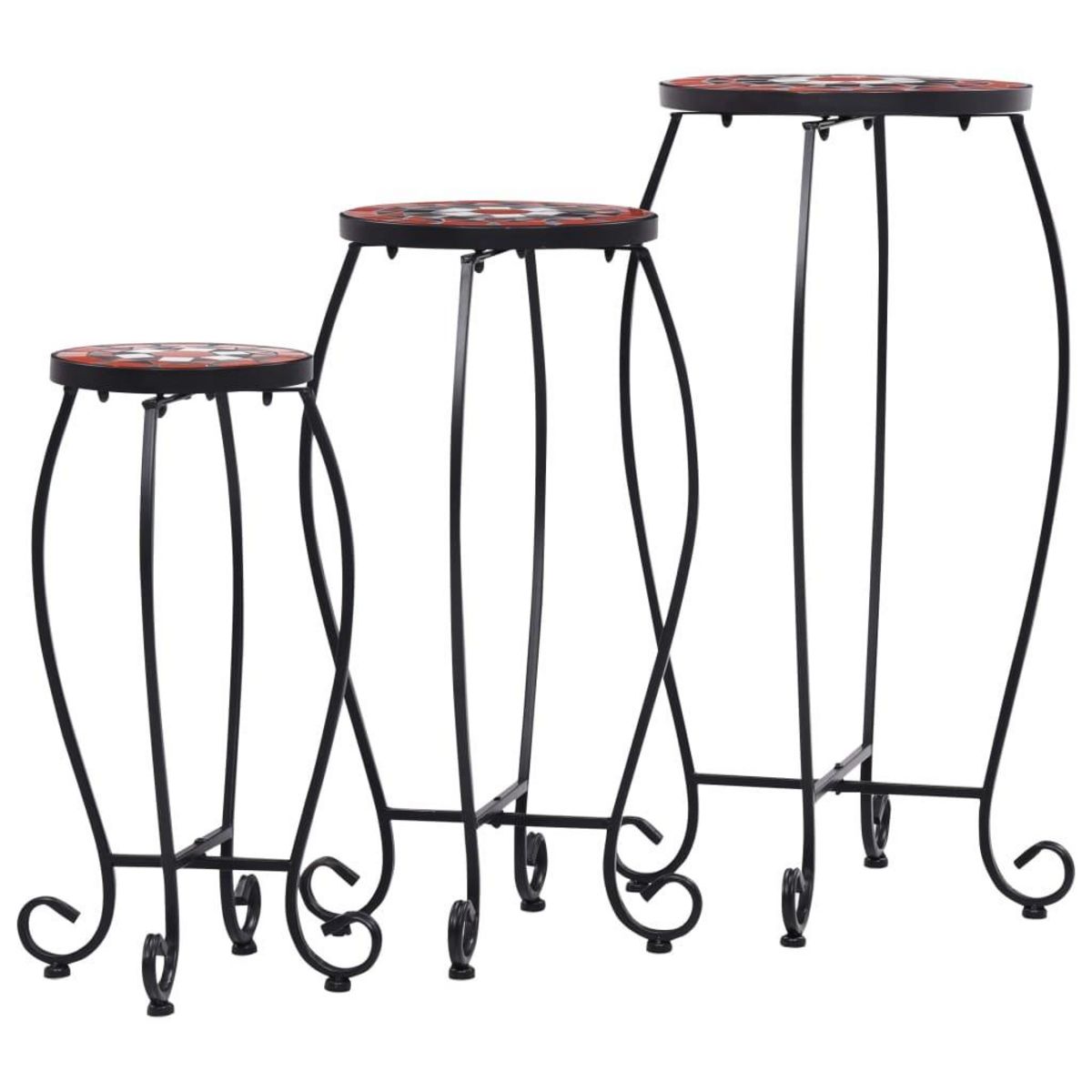 VIDAXL Tables mosaïque 3 pcs Terre cuite et blanc Ceramique