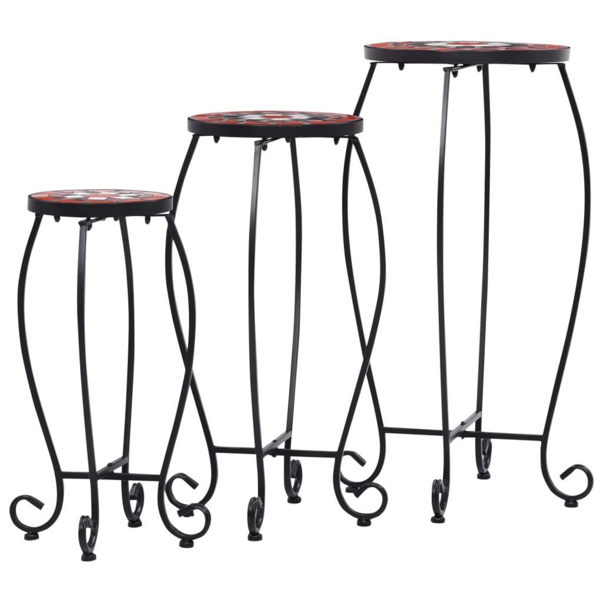 VIDAXL Tables mosaïque 3 pcs Terre cuite et blanc Ceramique