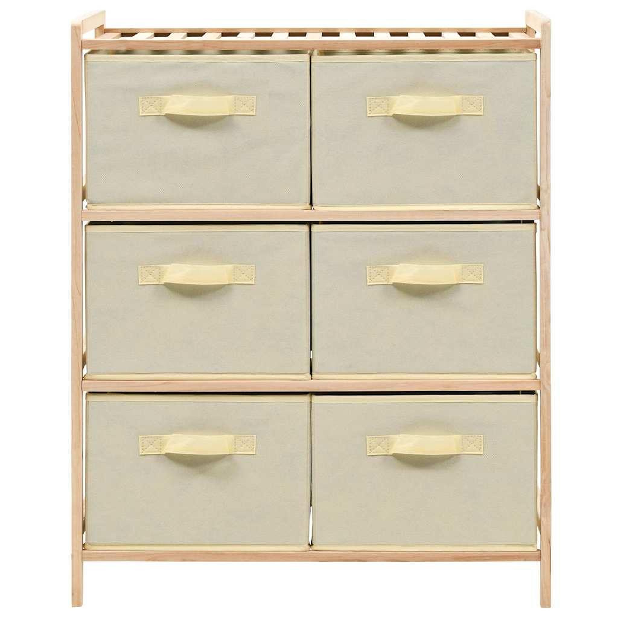 Voir la diapositive 4 : VIDAXL Etagere de rangement 6 paniers Tissu Bois de cedre Beige