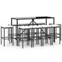 Voir la diapositive 2 : VIDAXL Ensemble de bar de jardin 11 pcs avec coussins noir poly rotin