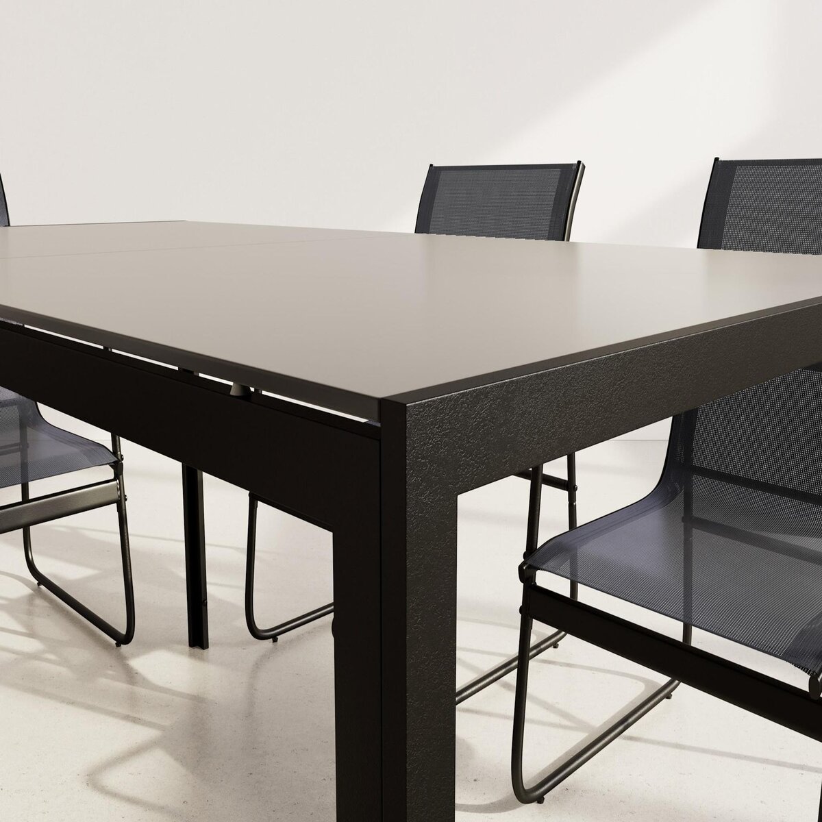 BEST MOBILIER Murillo - ensemble table et chaises de jardin - 6 personnes - noir et gris