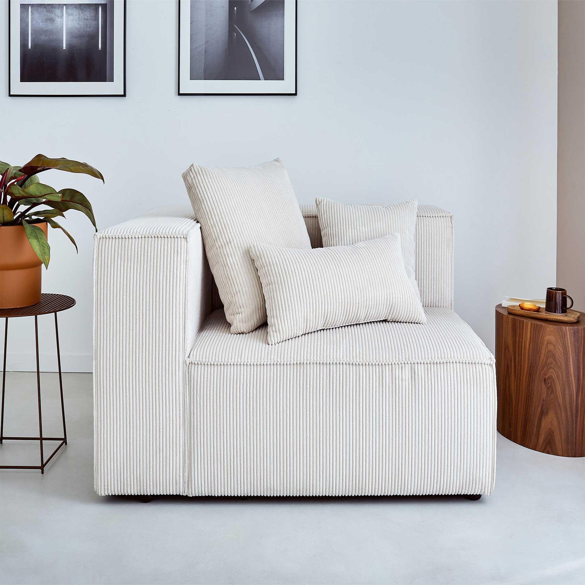 Voir la diapositive 2 : BEST MOBILIER Colombine - module d'assise gauche - en velours côtelé