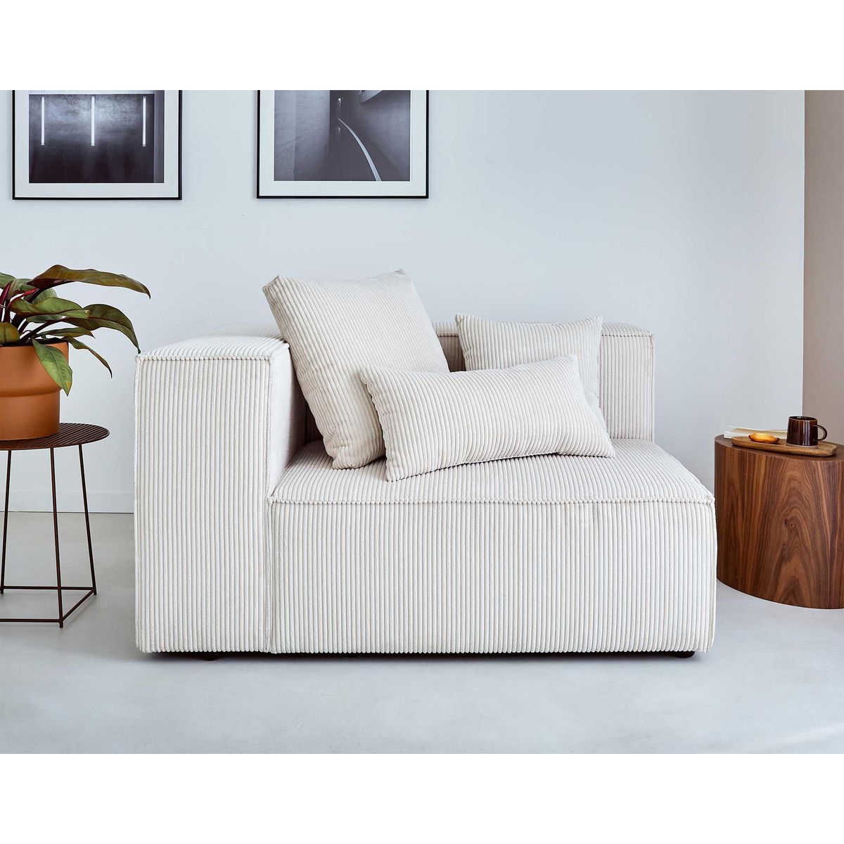 LISA DESIGN Colombine - module d'assise gauche - en velours côtelé