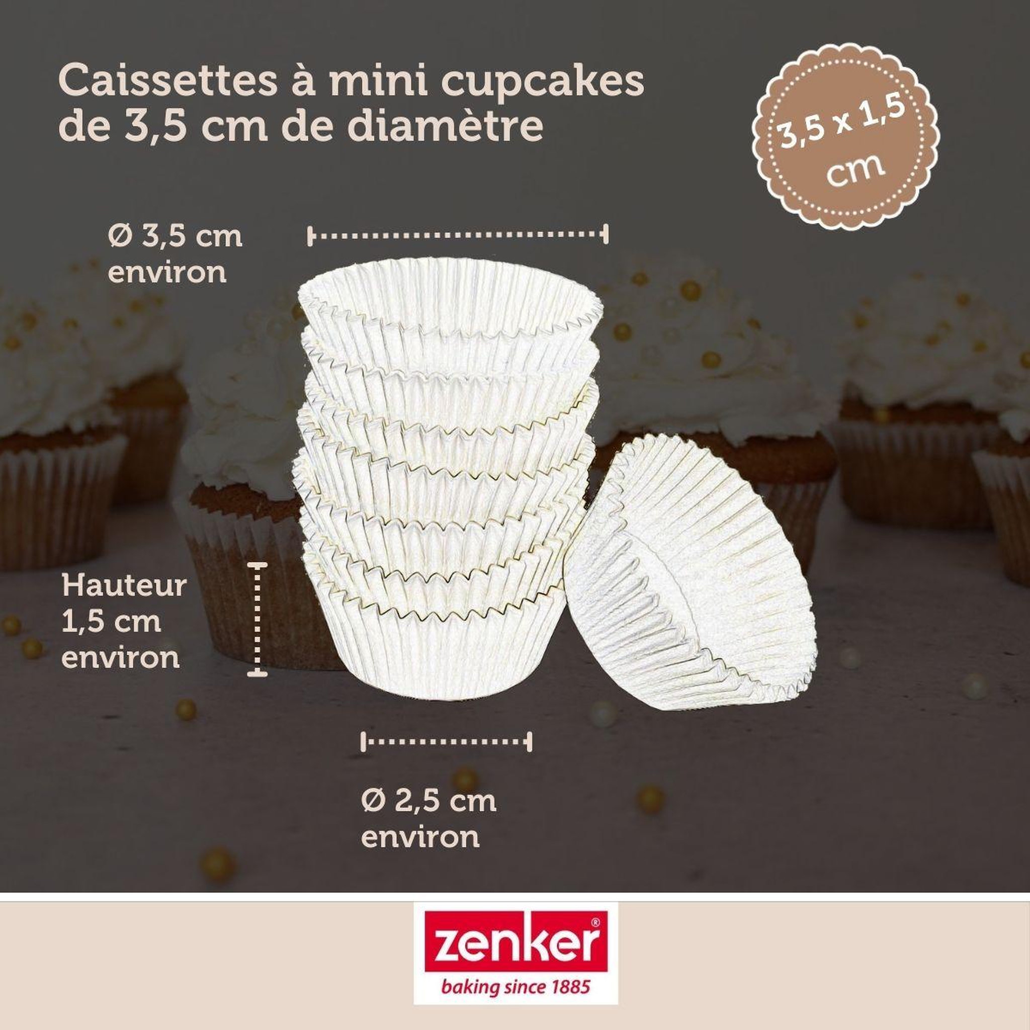 Voir la diapositive 3 : ZENKER Lot de 100 barquettes alimentaires en papier 2,5 cm zenker smart pastry