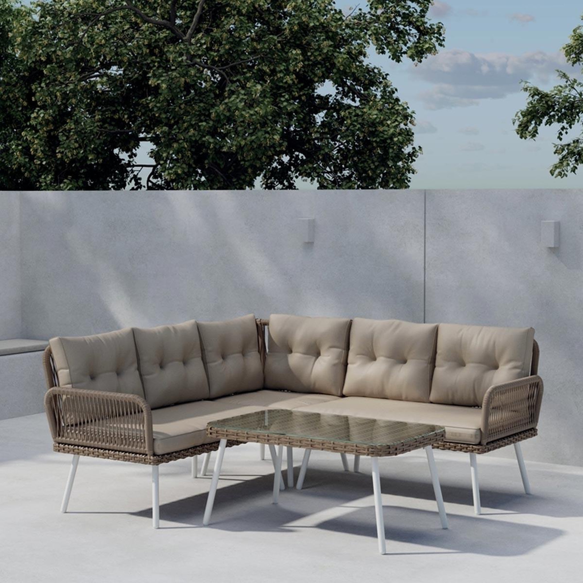 Voir la diapositive 4 : Paris Prix Salon d'angle de jardin  ibiza  168cm beige