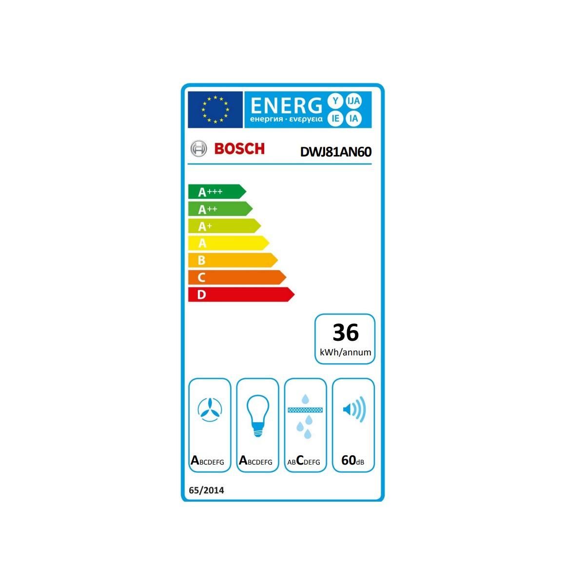 BOSCH Hotte décorative inclinée 80cm 438m3/h noir - DWJ81AN60
