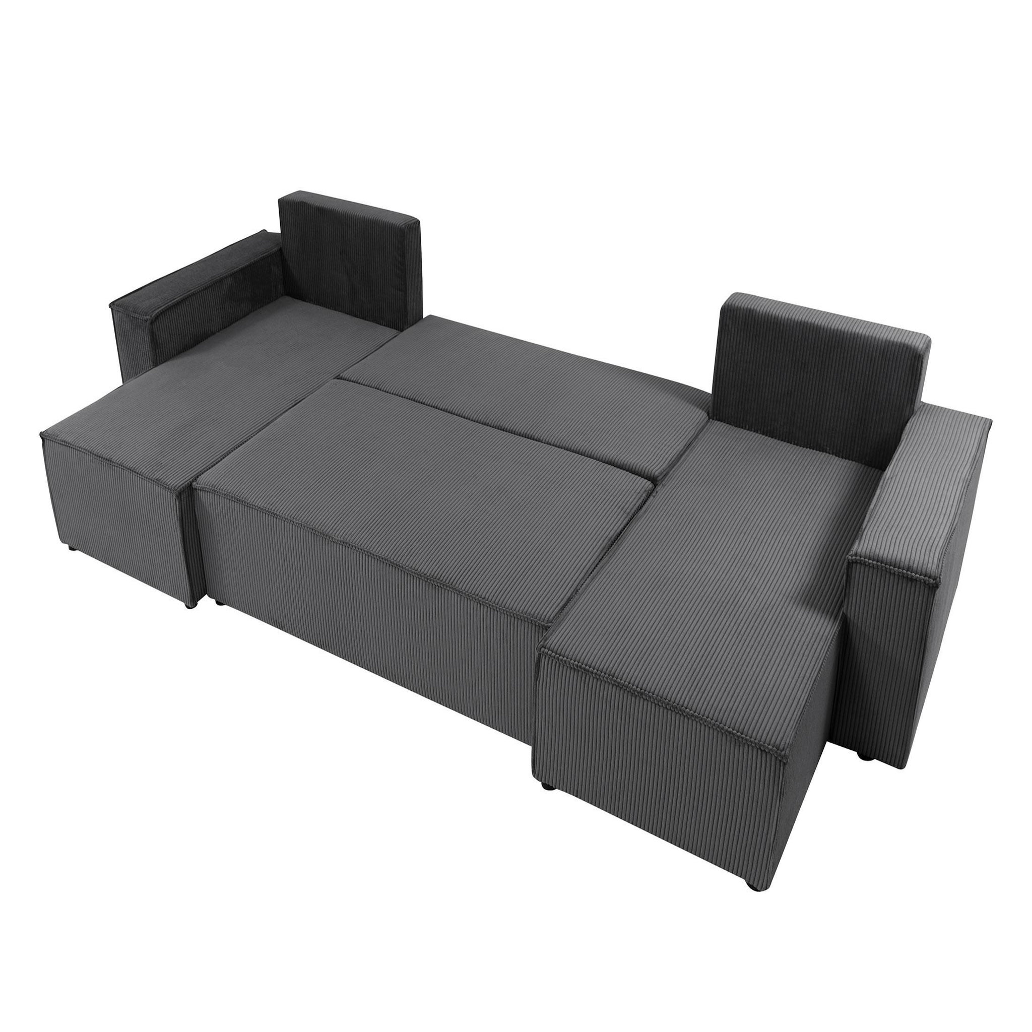 Voir la diapositive 2 : BEST MOBILIER Cezanne - canapé panoramique en u - 7 places - convertible avec coffre - en velours côtelé