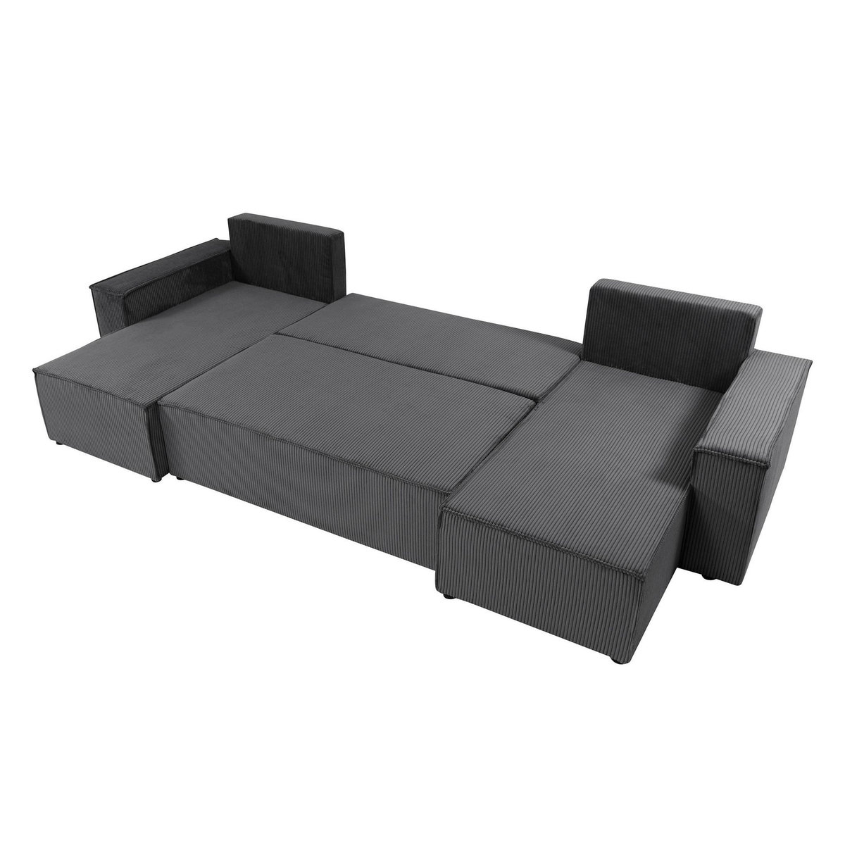 BEST MOBILIER Cezanne - canapé panoramique en u - 7 places - convertible avec coffre - en velours côtelé