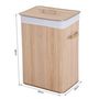 Voir la diapositive 3 : HOMCOM Panier à linge corbeille à linge bac à linge bambou pliable couvercle sac amovible 3 poignées PU 40L x 30l x 60H cm beige