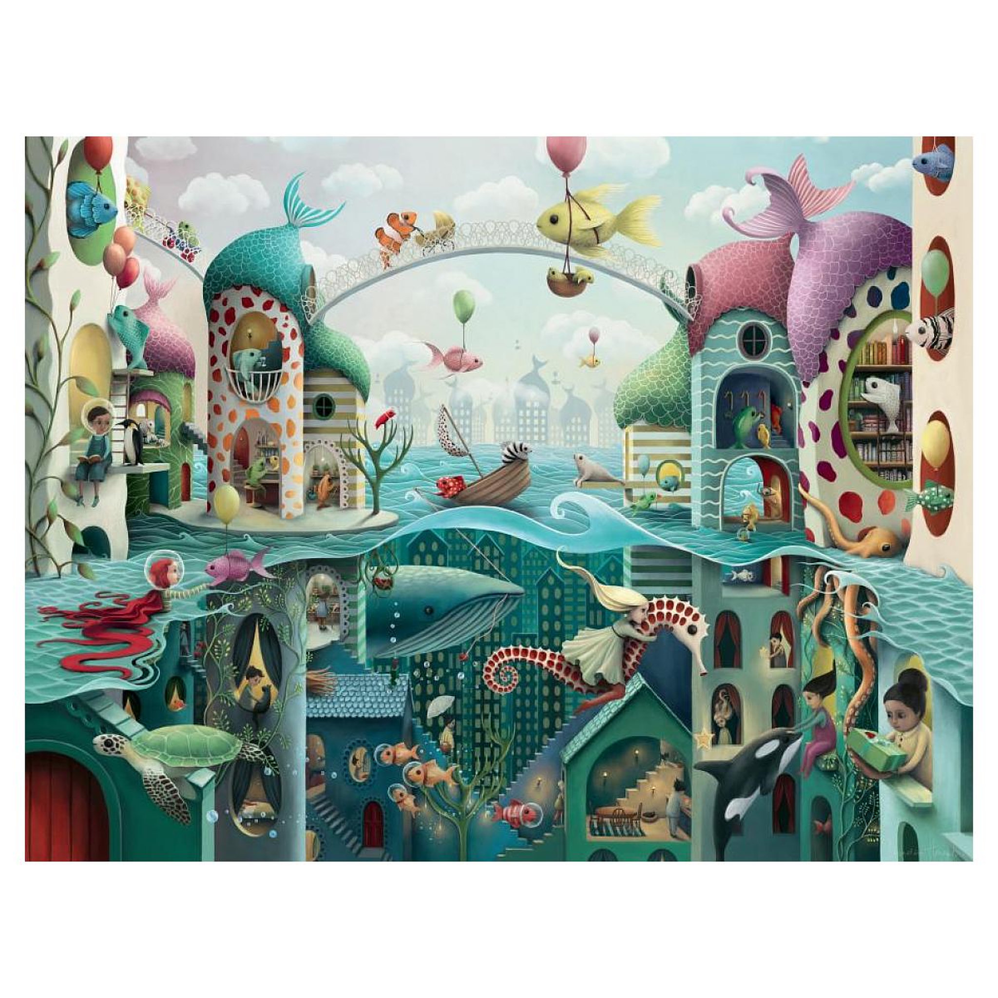 Voir la diapositive 2 : RAVENSBURGER Puzzle 2000 p - si les poissons pouvaient marcher / demelsa haughton