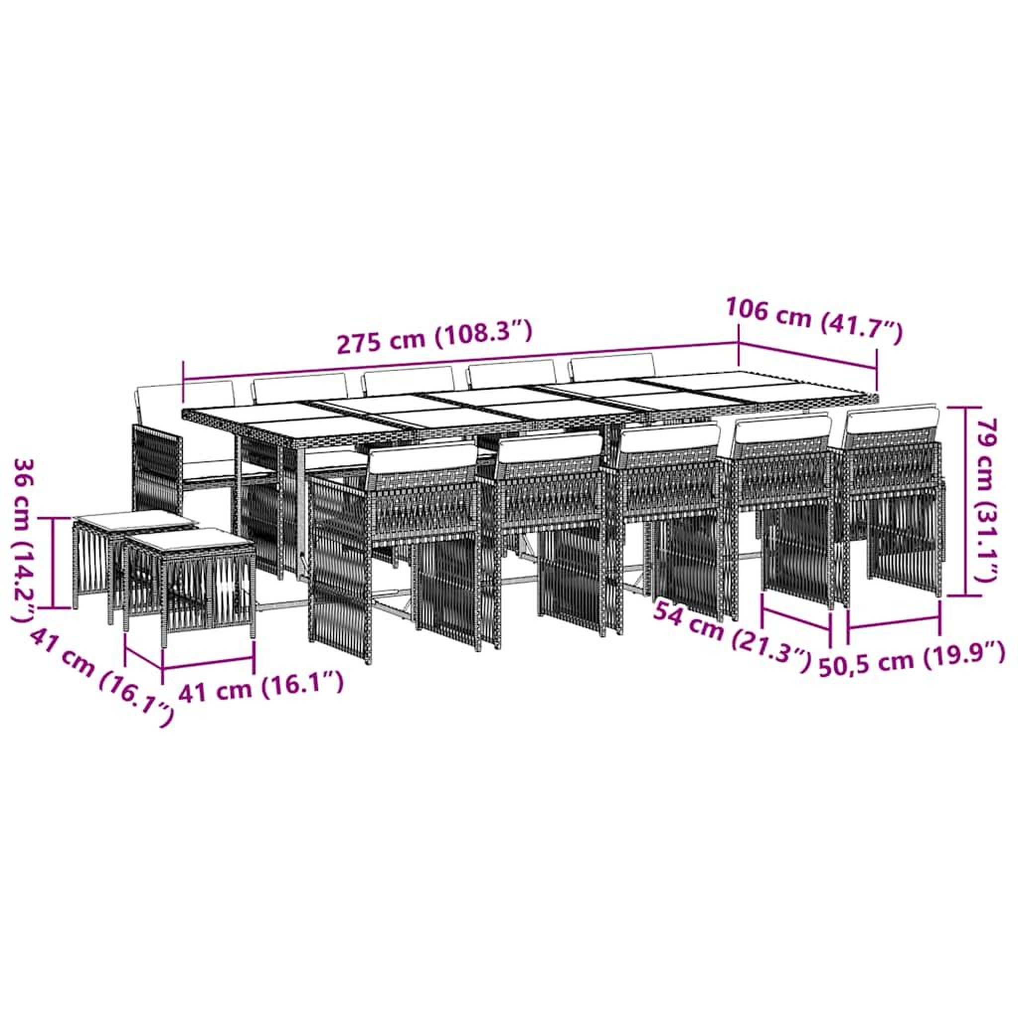 Voir la diapositive 6 : VIDAXL Ensemble a manger de jardin 15 pcs coussins noir resine tressee