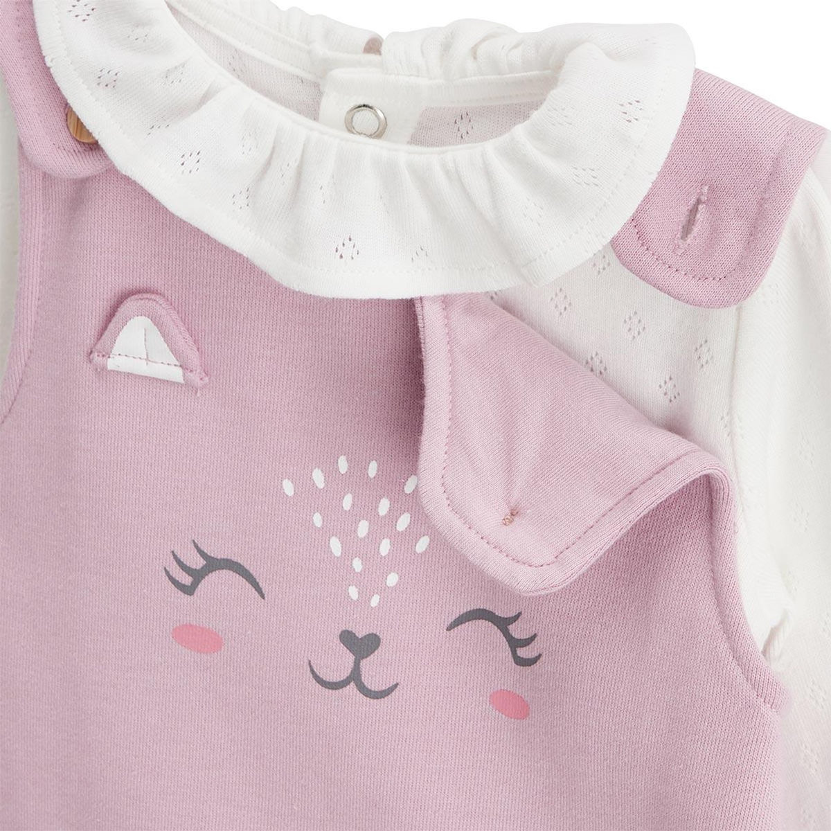 Petit Béguin Ensemble salopette bébé en molleton et t-shirt Miss Chatchatchat