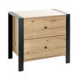 Voir la diapositive 1 : Paris Prix Table de Chevet 2 Tiroirs  Vicky  60cm Naturel & Noir
