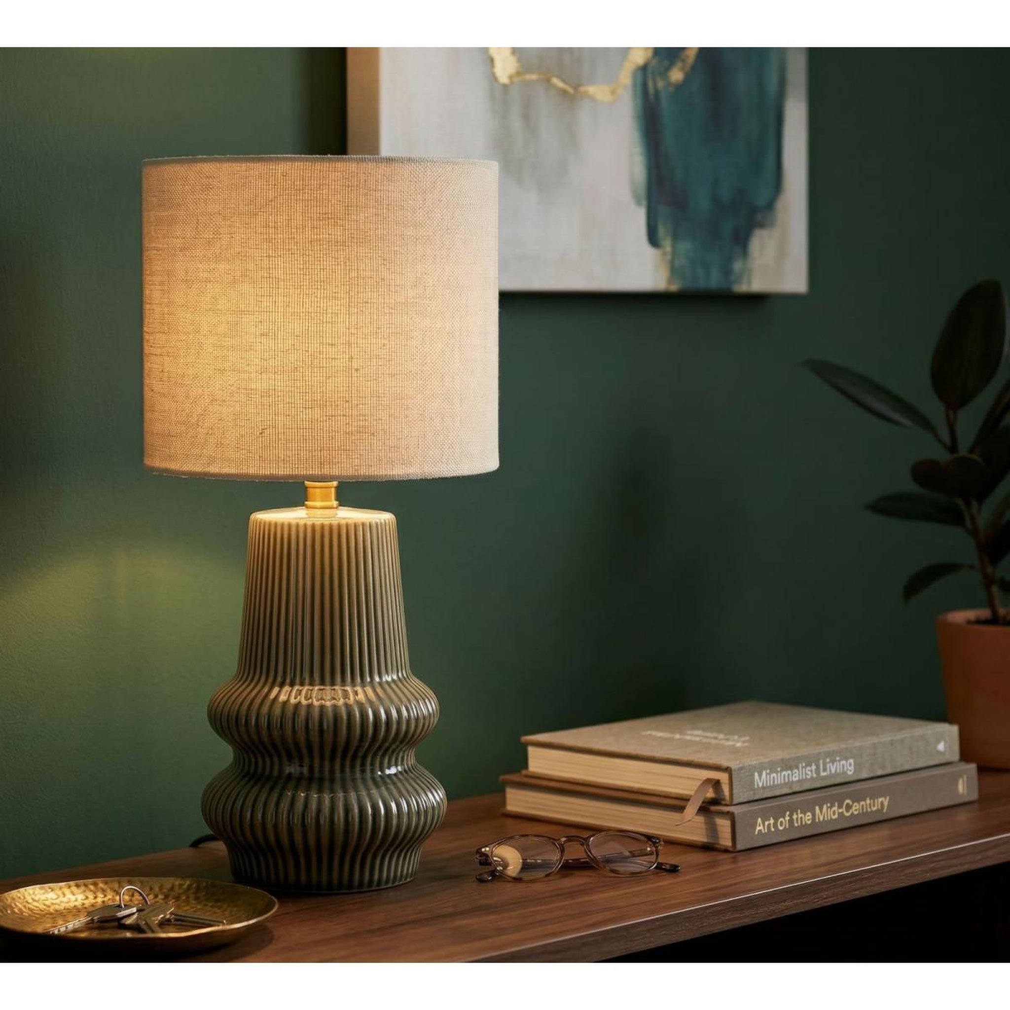 Voir la diapositive 4 : Paris Prix Lampe à Poser en Céramique  Harmony  41cm Vert