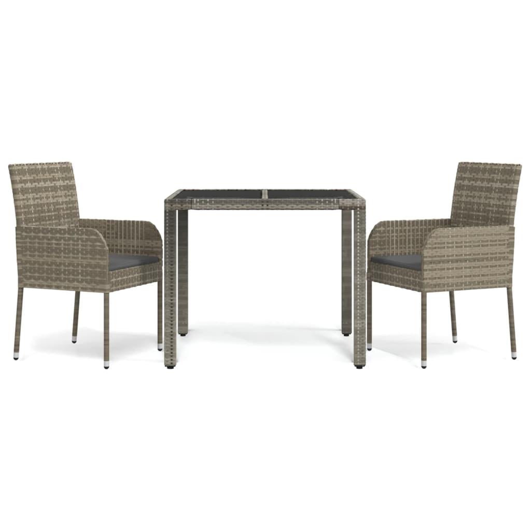Voir la diapositive 2 : VIDAXL Ensemble a manger de jardin 3 pcs coussins gris resine tressee