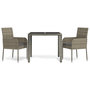 Voir la diapositive 2 : VIDAXL Ensemble a manger de jardin 3 pcs coussins gris resine tressee
