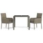 Voir la diapositive 2 : VIDAXL Ensemble a manger de jardin 3 pcs coussins gris resine tressee