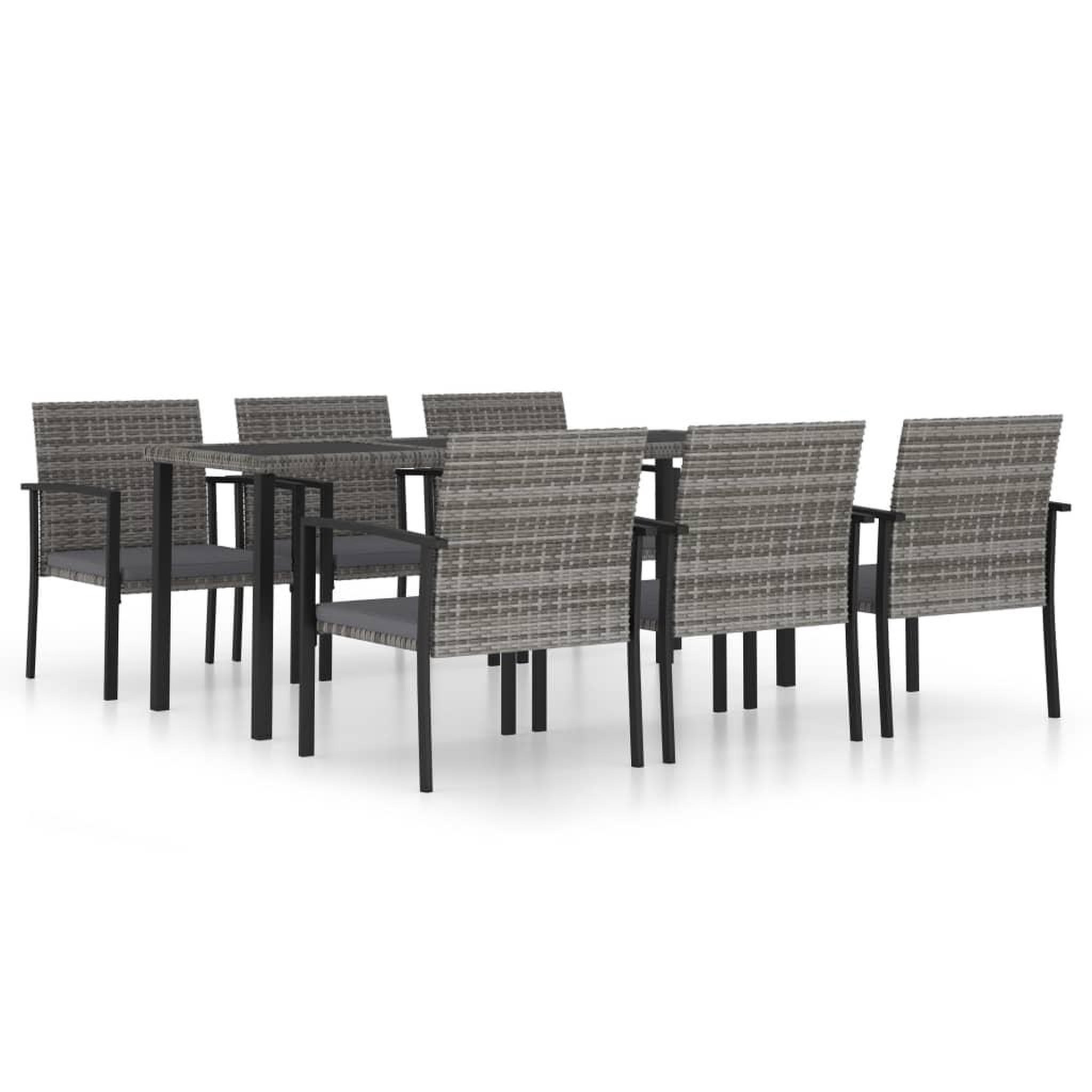 Voir la diapositive 2 : VIDAXL Ensemble a manger de jardin 7 pcs resine tressee gris