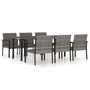Voir la diapositive 2 : VIDAXL Ensemble a manger de jardin 7 pcs Resine tressee Gris