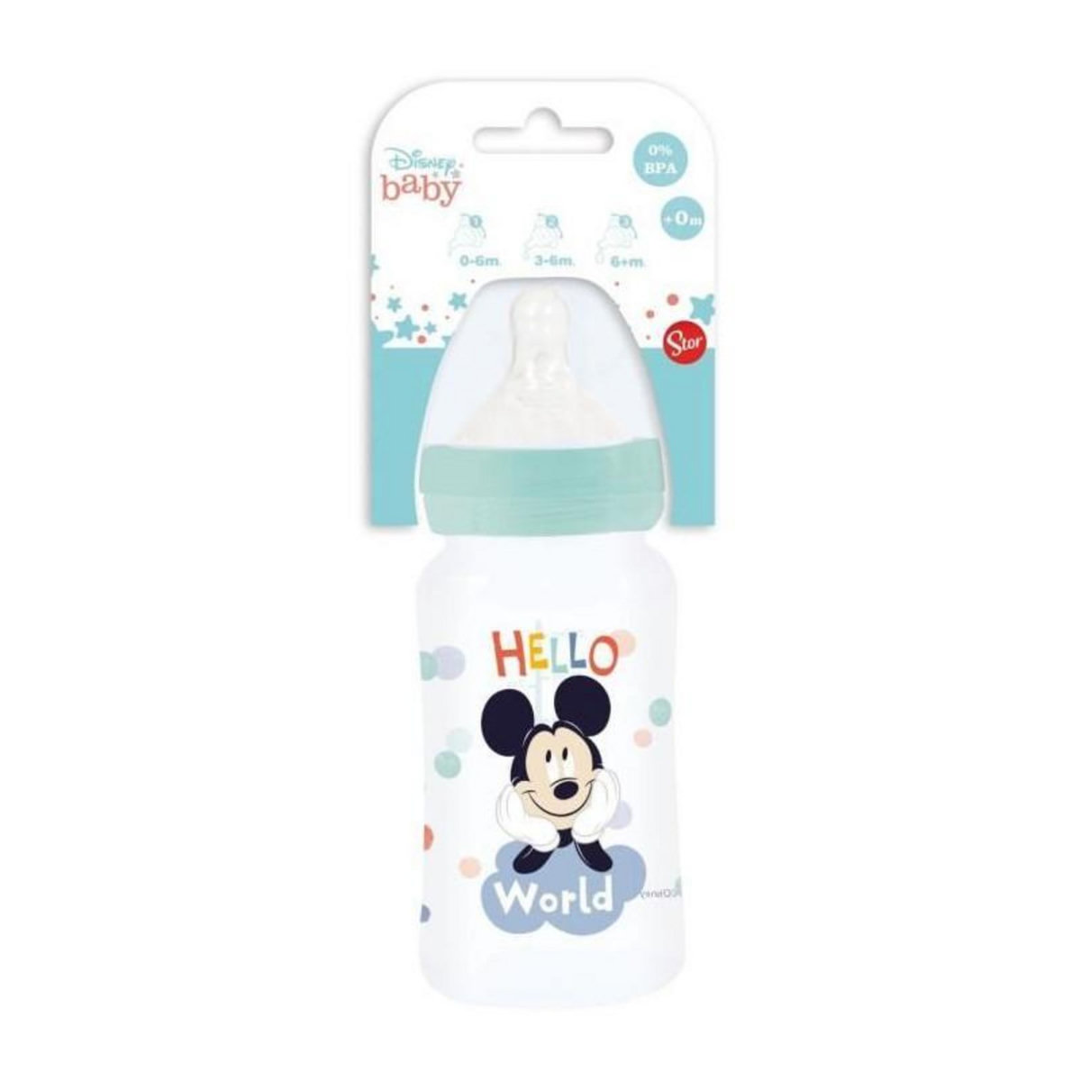 DISNEY BABY Biberon - Disney Baby - Mickey - 240 ml - Sans BPA - Tétine en silicone 3 positions