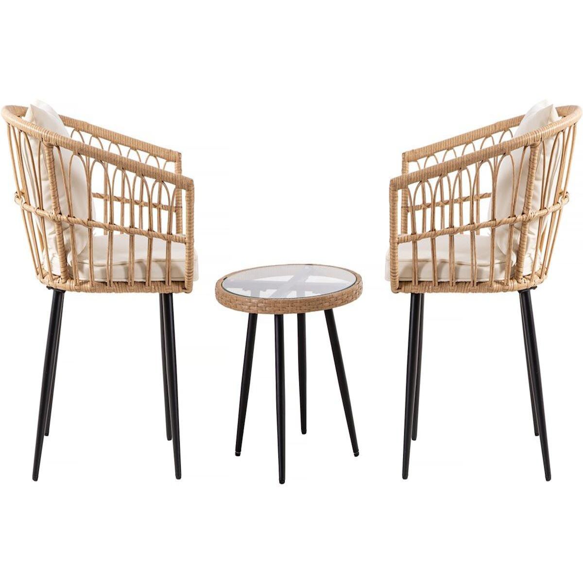 Habitat et Jardin Salon de jardin rotin  Vela  - 2 places - Marron