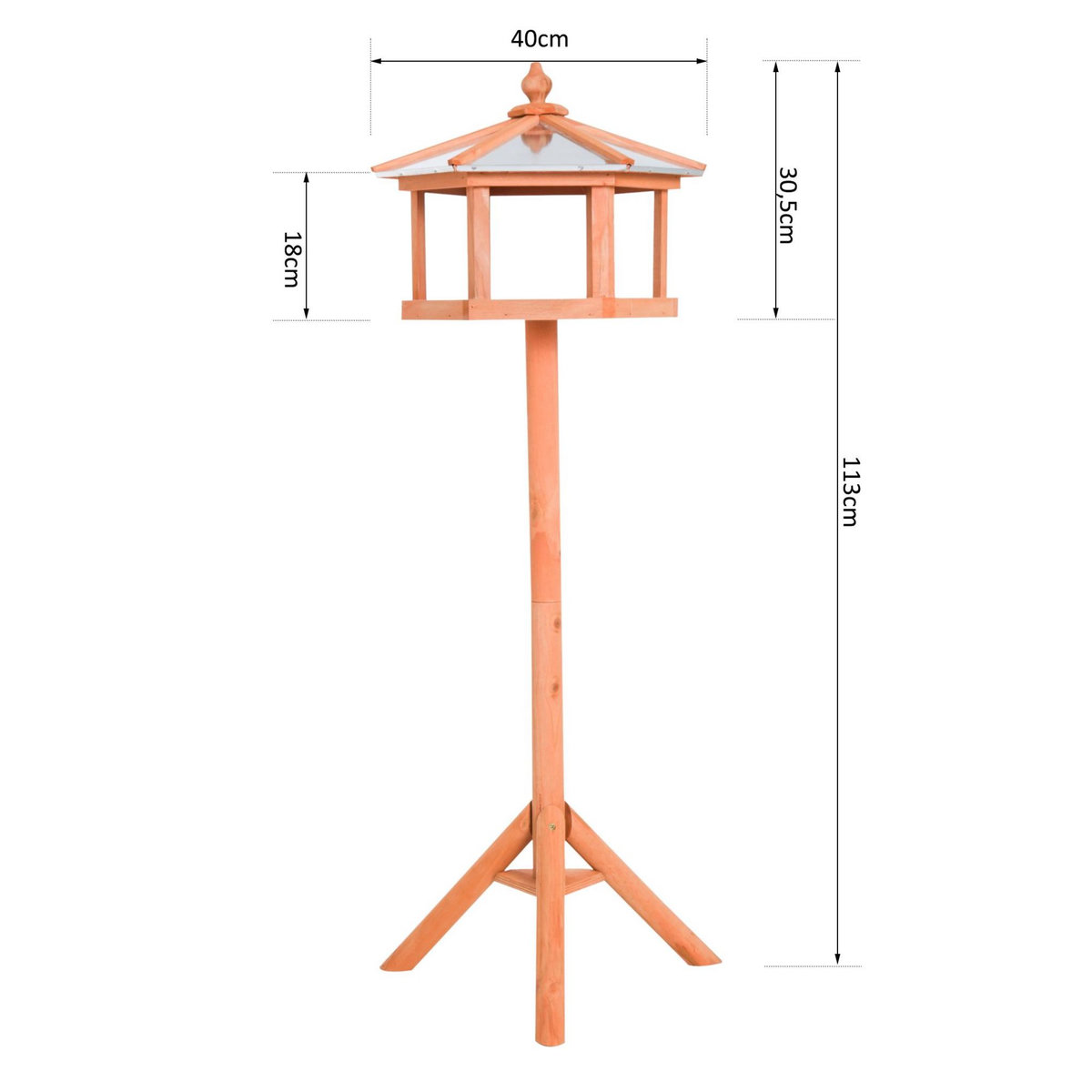 HOMCOM Mangeoire sur pied nichoir a plateau station a oiseau bois pour exterieur 113 cm